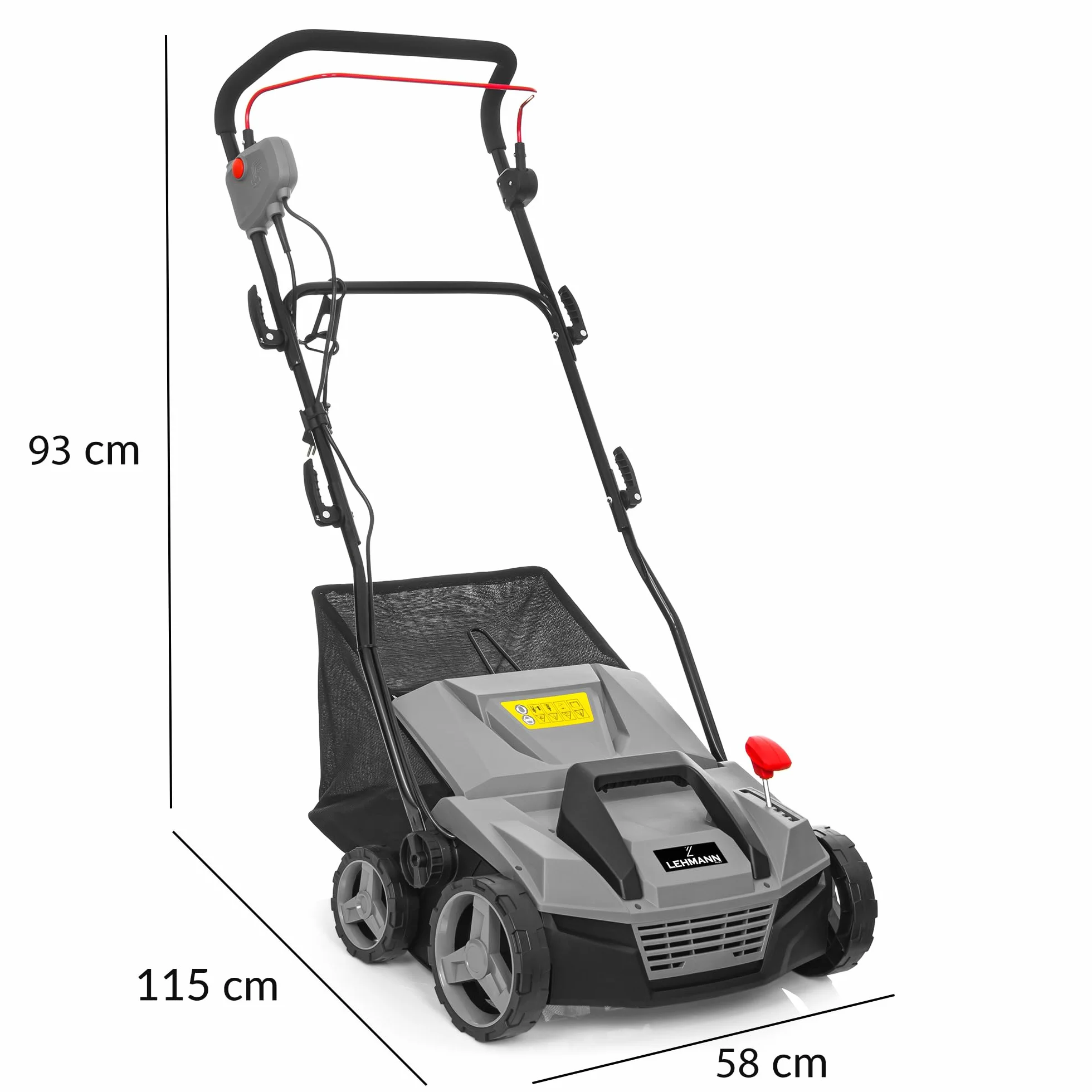 LEHMANN Teasel - Escarificador eléctrico con ancho de trabajo 38 cm, 2 W, 1800 W, ajustable en 5 niveles de -12 biz + 6 mm