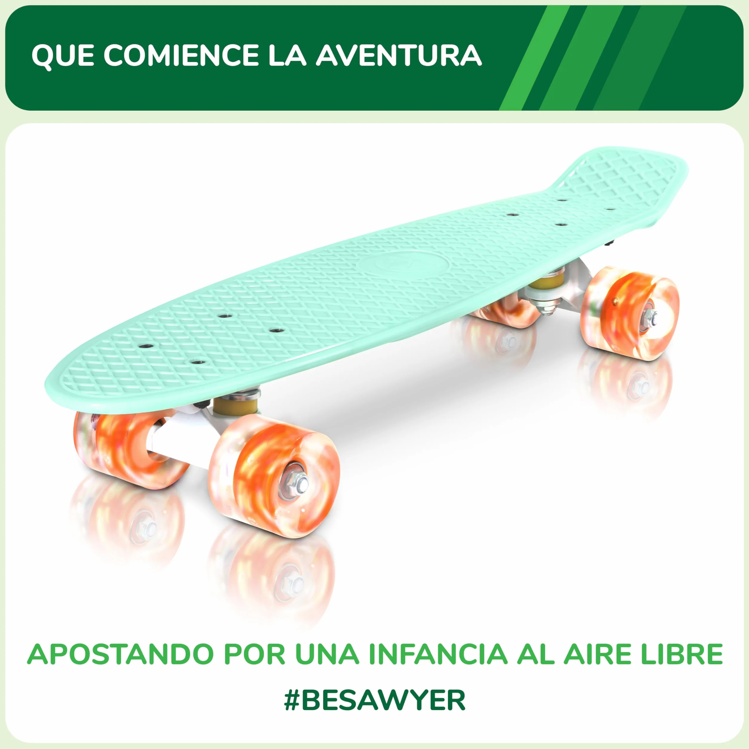 Sawyer Bikes Monopatin Skateboard con Ruedas LED para Niños y Adolescentes