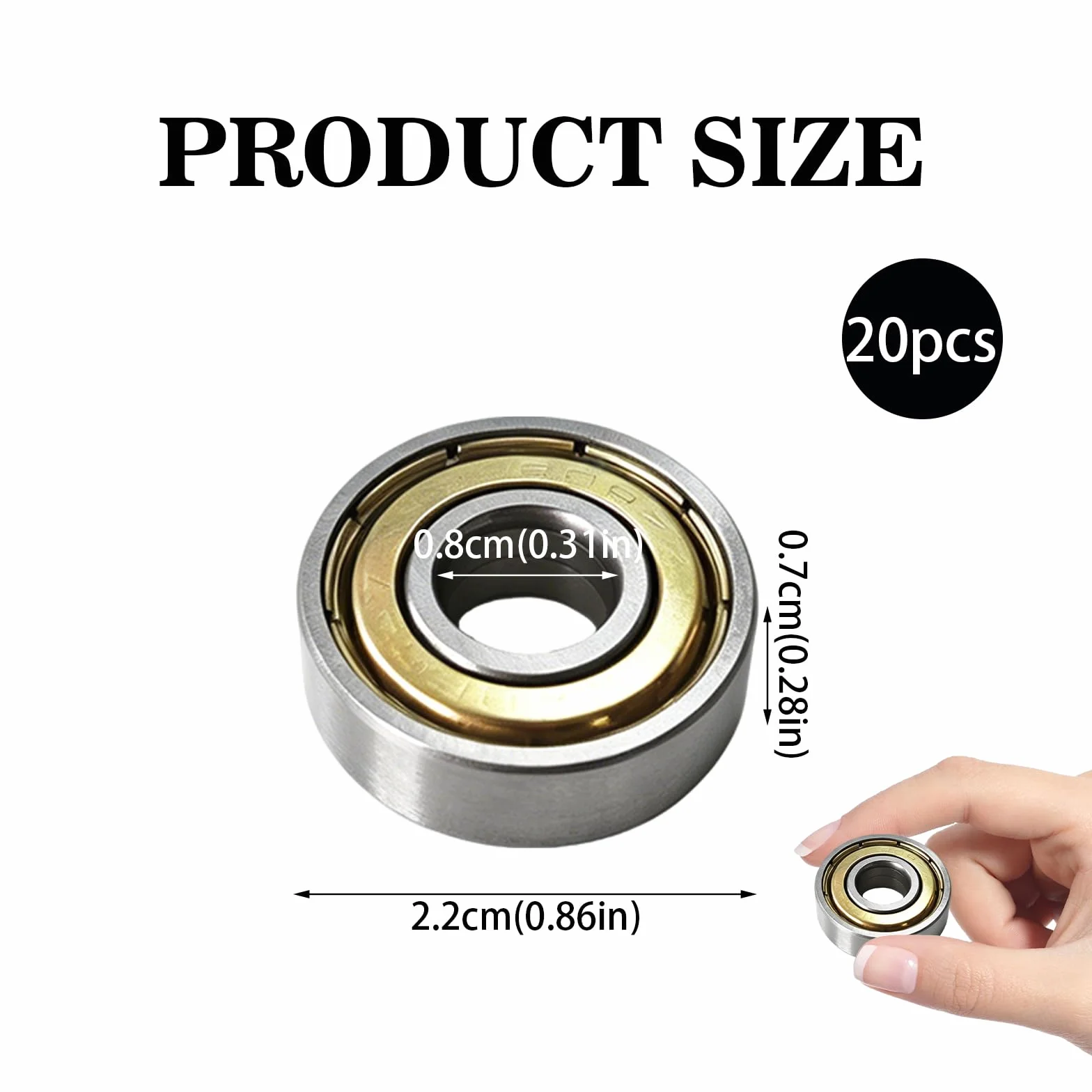 Rodamientos de Bolas 608zz 8x22x7 mm Doble Blindaje Metálico para Skateboards Patines