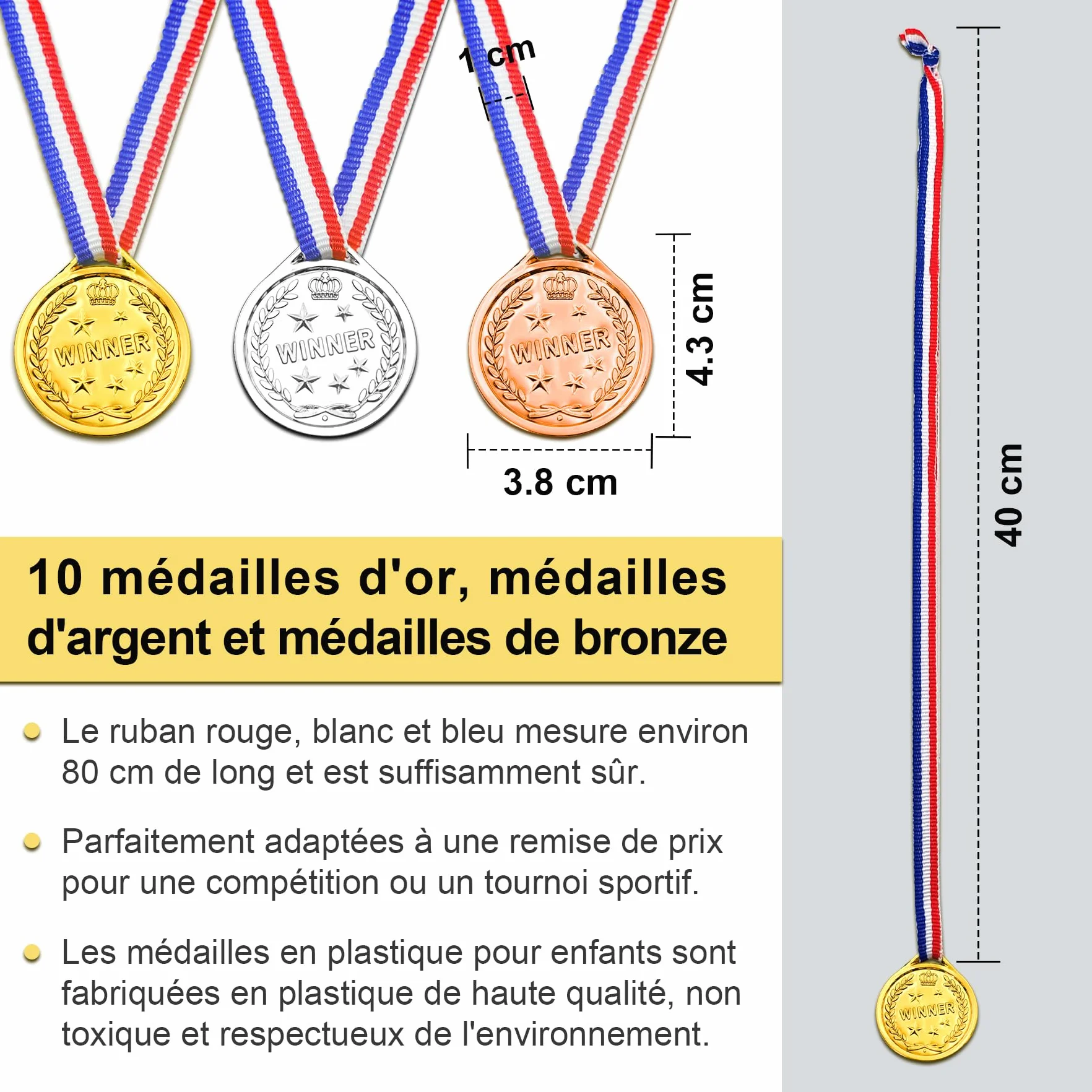 Brelet Medallas para niños 30 unidades diámetro 3,8 cm cumpleaños deporte recompensa