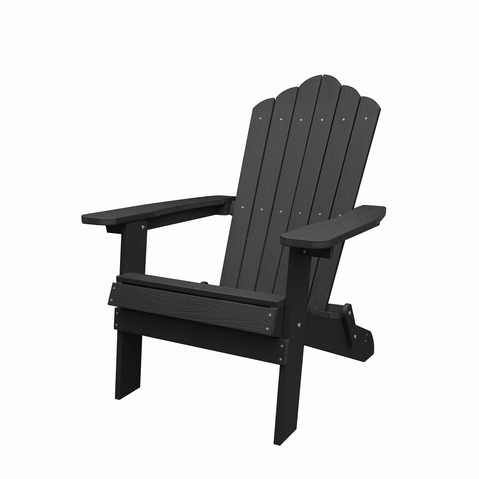 GOPLUS Silla Adirondack Plegable, Silla Exterior de HDPE con Respaldo Inclinado Ergonómico y Reposabrazos Anchos, Asiento Resistente a la Intemperie Carga 180 kg para Jardín Terraza Balcón (Negro)