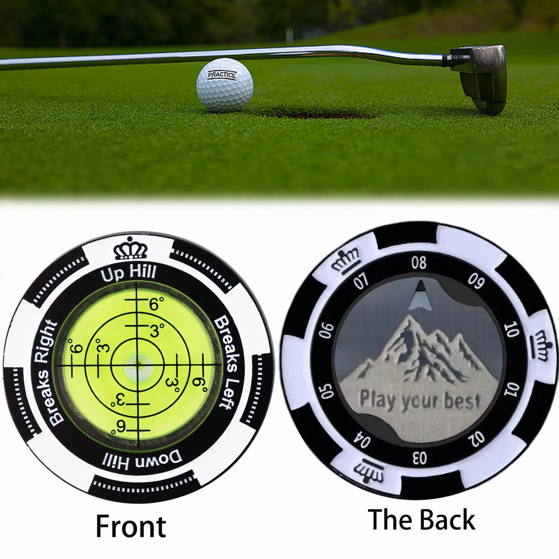 Etiqueta De Nivel Del Lector De Golf, Marcador De Golf De Cabeza De Nivel Con Burbuja, Pelota De Lector Verde Alta Precisión, Hat Clip, Mini Nivel