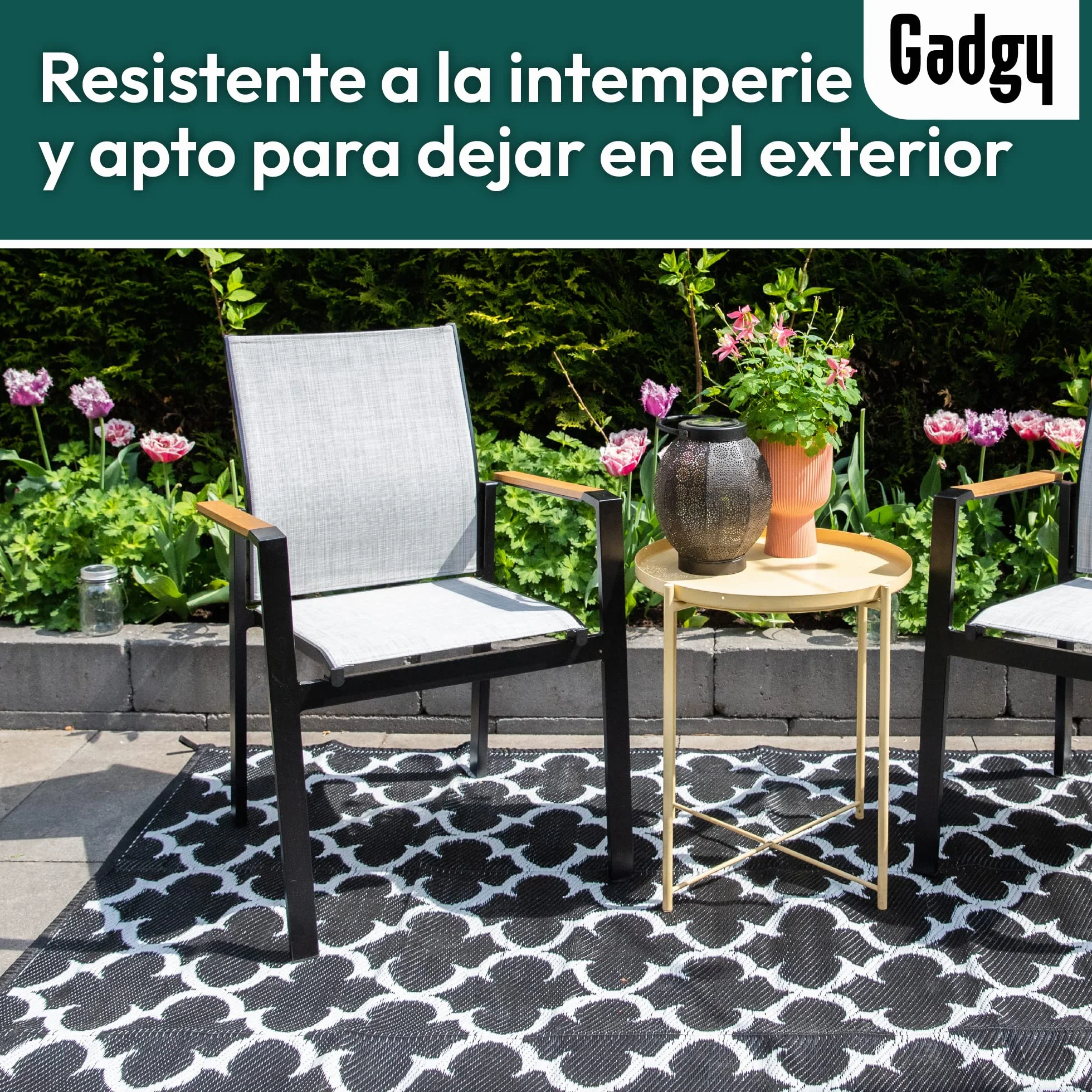 Gadgy Alfombra Exterior Resistente a la Intemperie Elegante Alfombra de Balcón Impermeable y Resistente a los Rayos UV - Reversible Incluye Bolsa de Transporte - 230x160cm