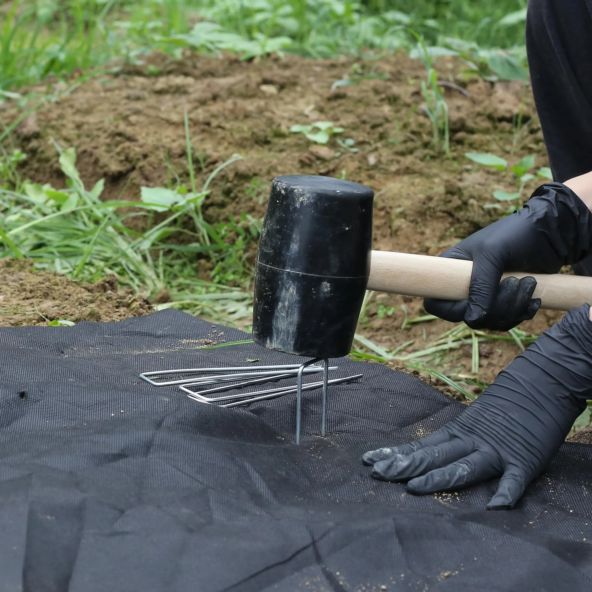 200 Piezas 20cm Ø 3mm Estacas Resistentes para Jardín - Grapas de Acero Galvanizado para Fijar Telas Antihierba, Redes y Tubos de Riego con 1 Gancho de Selección