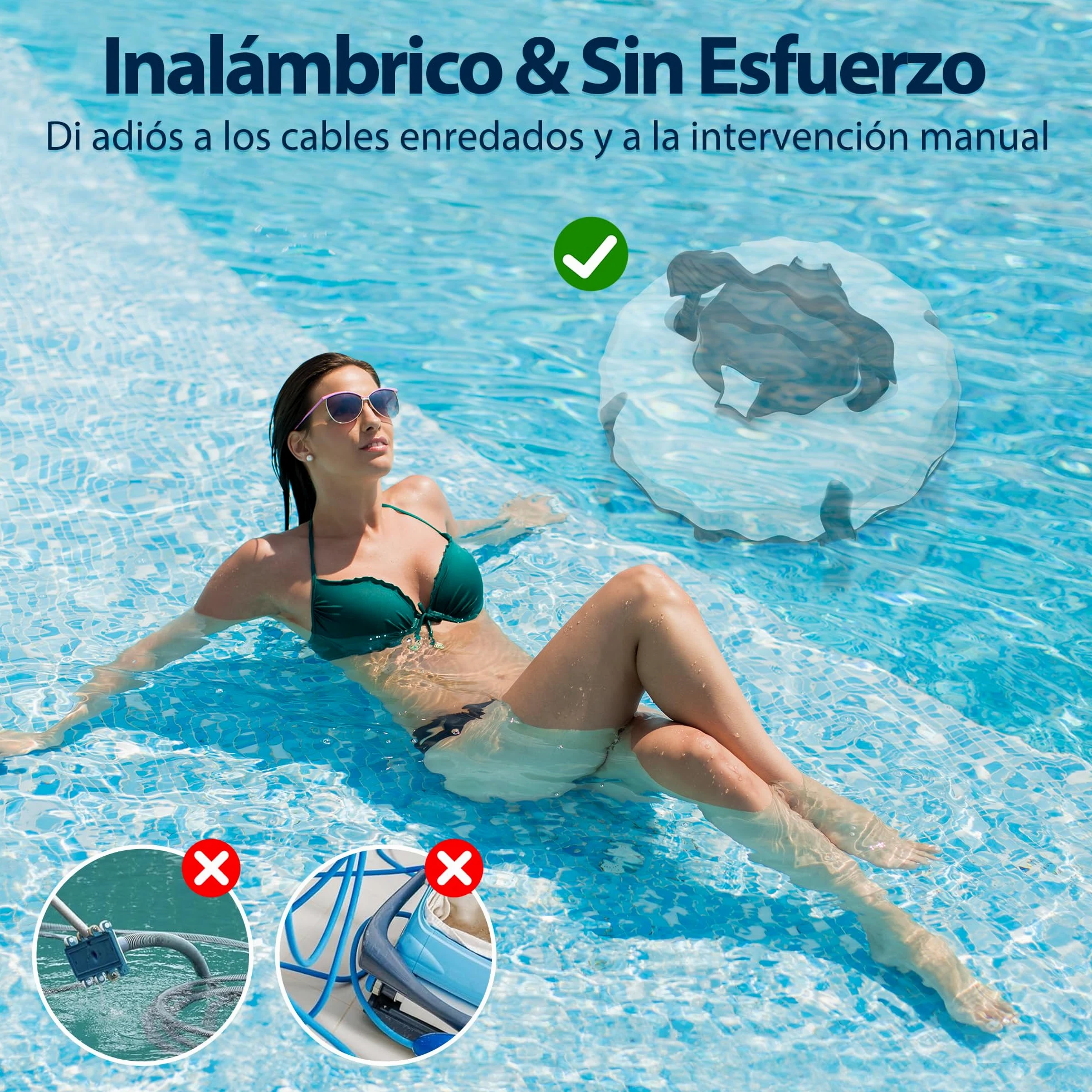 (Nuovo 2026) S1 Robot Limpiafondos Piscina, Batería de Doble Motor, 130Min de Autonomía para Piscinas Elevadas de hasta 120m², Sube Pendientes de 18°, Estacionamiento Auto, Doble Filtración