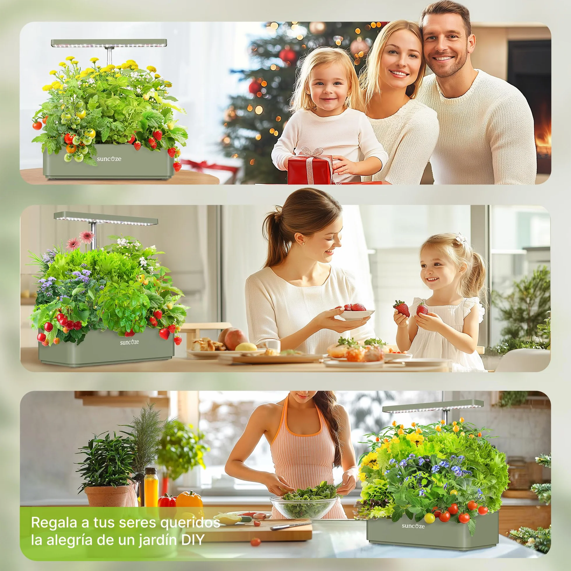 SUNCOZE Sistema de Cultivo Hidropónico Kit de Cultivo Interior con Iluminación LED Automática, Smart Garden 12 Pods, Altura Regulable, depósito de Agua de 4 l, Bomba silenciosa
