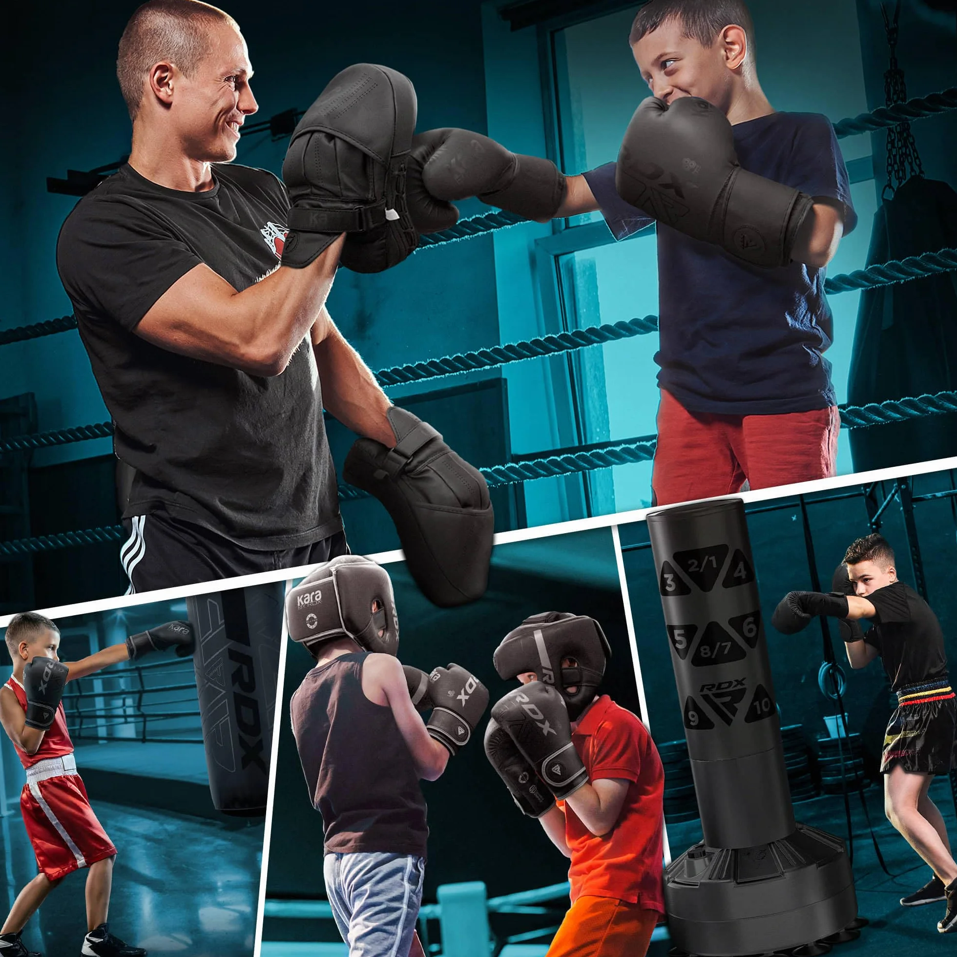 RDX Niños Guantes de Boxeo Maya Hide Cuero Kara Junior para Entrenamiento Muay Thai Sparring Kick Boxing