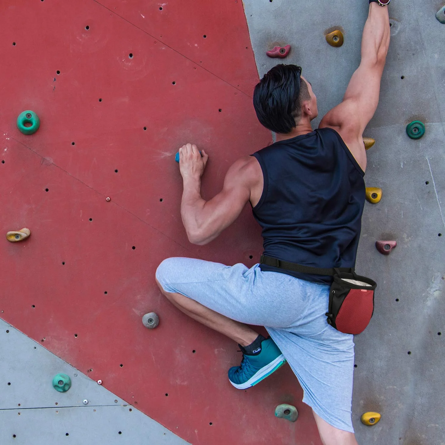 Moko Bolsa de Magnesia para Escalada con Cinturón Ajustable y Bolsillo Cremallera