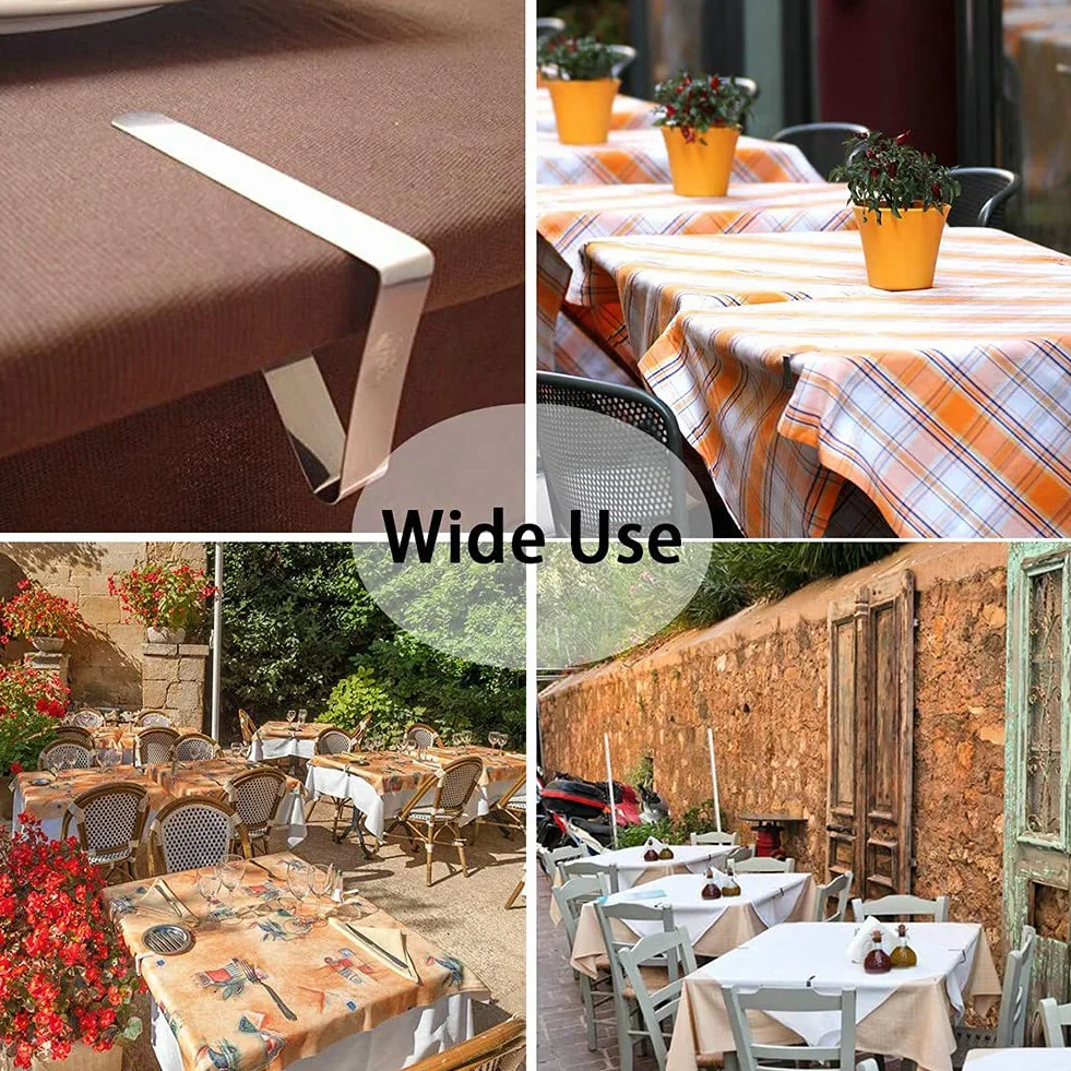 4 clips para mantel, pinzas para mantel, abrazaderas de acero inoxidable, soportes ajustables para manteles para interiores y exteriores, picnics, fiestas, bodas, cenas, escuela