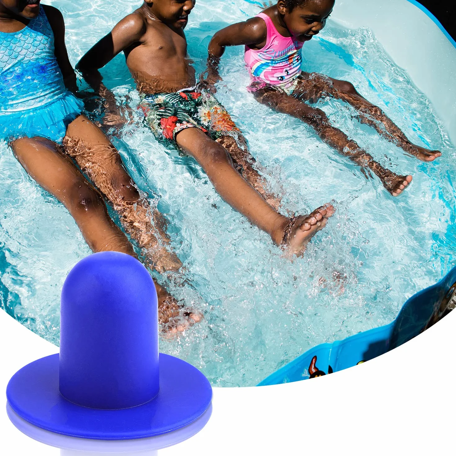 KINBOM Tapón de Piscina, Compatible con y Bestway, Tapón de Tapón de Orificio de Colador de Bomba de Filtro Tapón de Goma para Piscinas sobre el Suelo (2 Piezas, Azul)