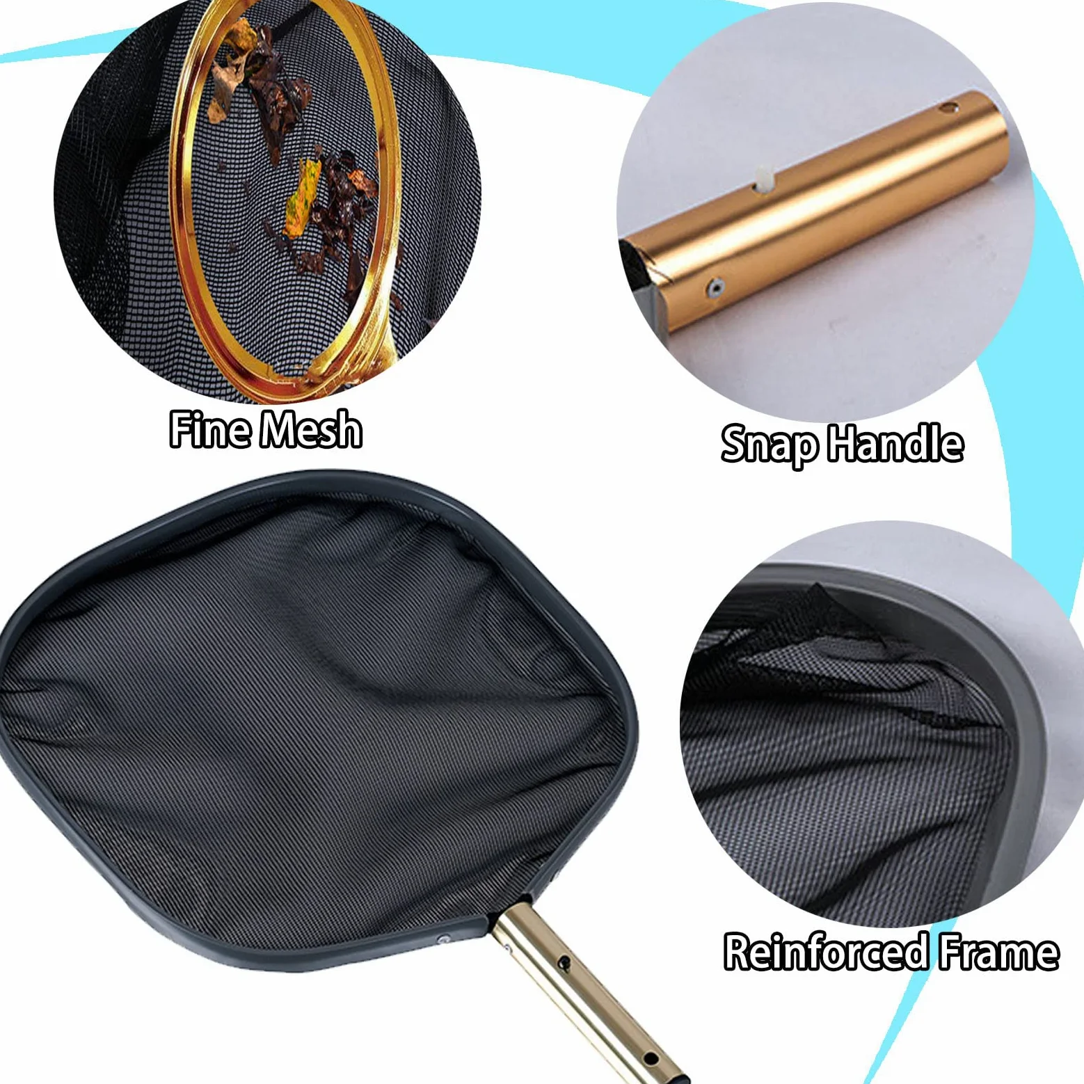 Esta Red recogehojas para Piscinas, rastrillo Profesional para Limpieza de Hojas, rastrillo de Malla Fina con Bolsa Profunda y Marco de plástico Resistente para Limpiar Hojas en Piscinas y e