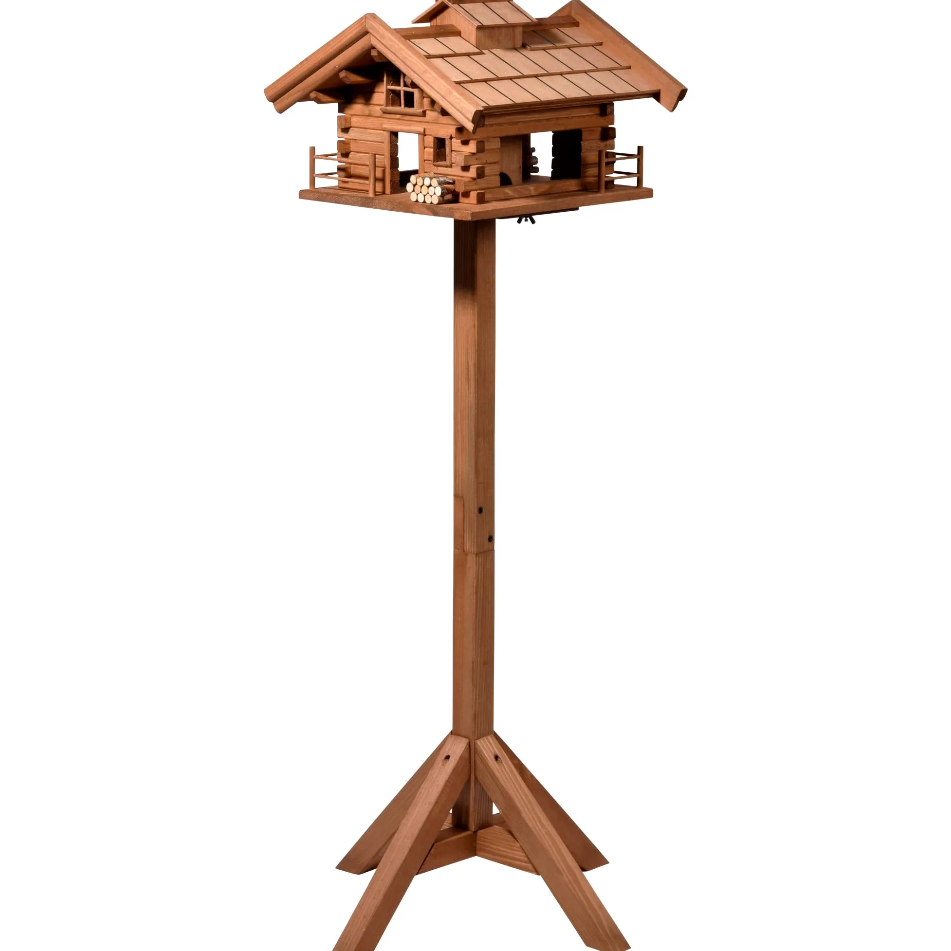dobar® Green Label 98733FSCe - Comedero para pájaros de Madera Maciza, con Soporte, comedero Grande, 37 x 37 x 117 cm, Color marrón
