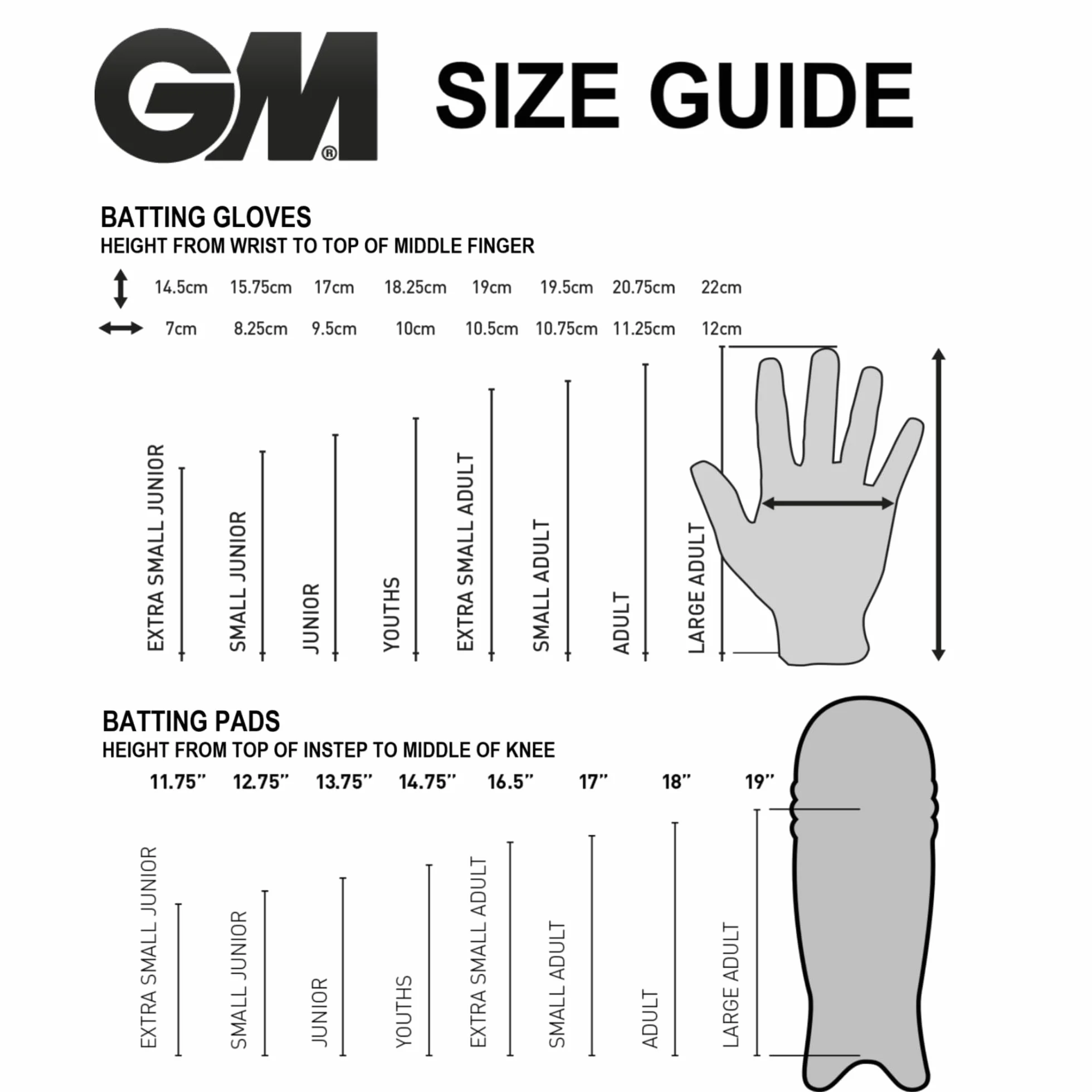 Gunn & Moore Guantes de bateo de críquet 202 Ligero Palma de algodón 1 par