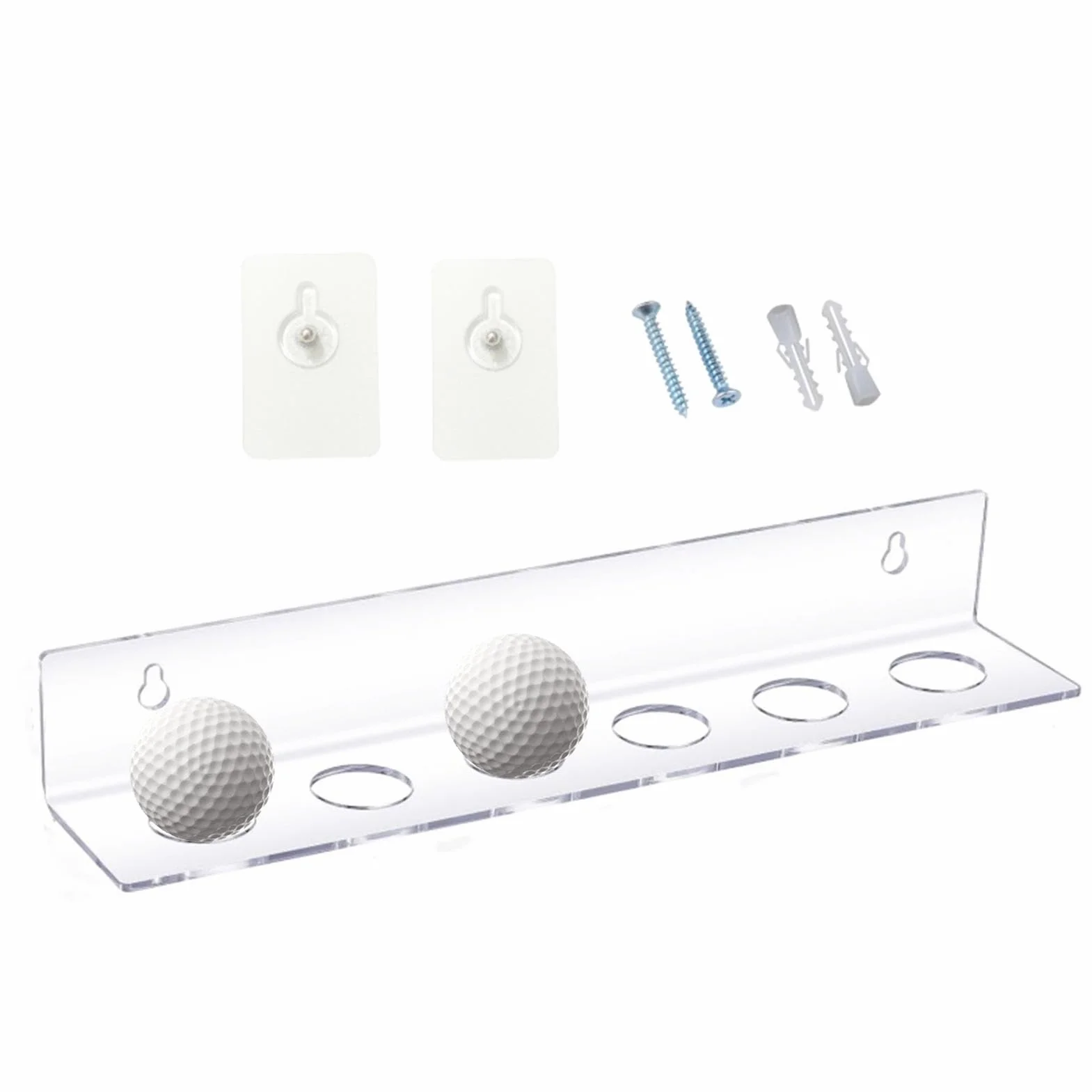 Estante flotante para pelotas de golf – Expositor de pared transparente para 6 pelotas de softbol