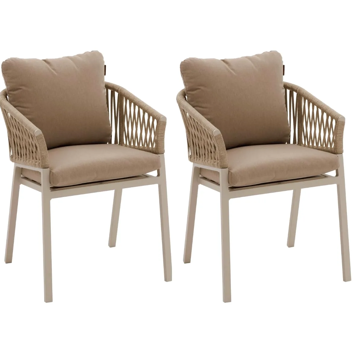 Hespéride - Juego de 2 sillones de jardín Oriengo Beige y Arcilla, Tejido Resistente al óxido e hidrófugo, Cojines desenfundables, mobiliario para terraza y balcón