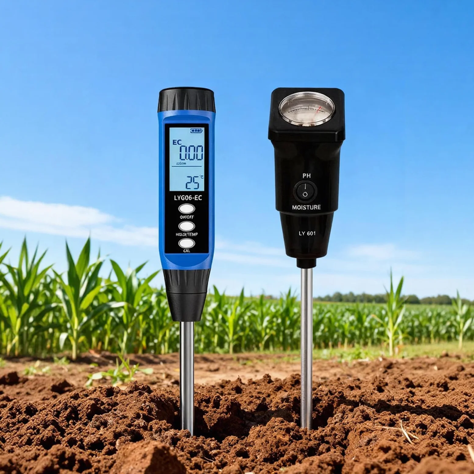 Instrumento de prueba de suelo multifunción medidor de acidez digital para medición de datos estables Probador de acidez del suelo digital para jardinería