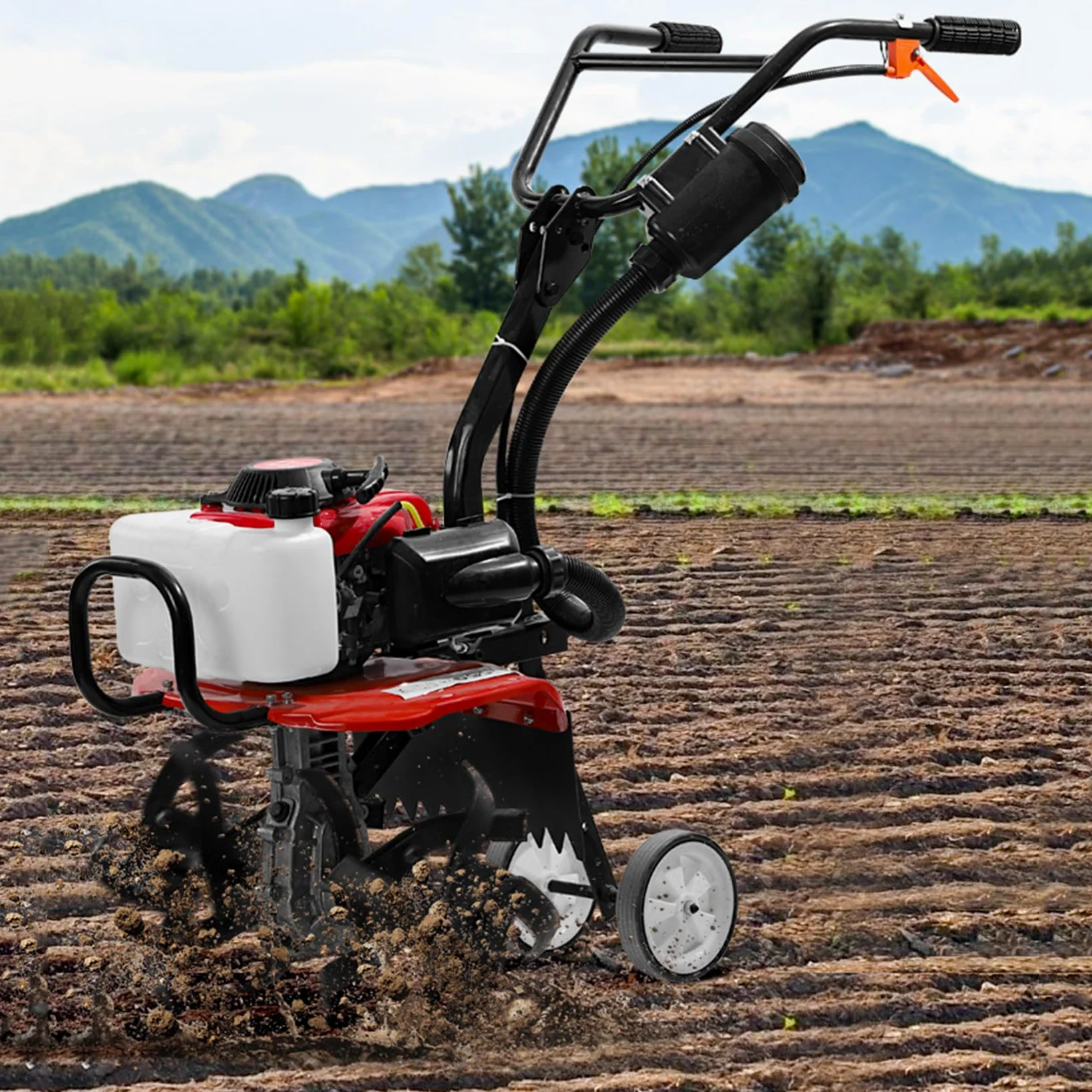 Motocultor De 4 Tiempos Para Jardín, Cultivador De Césped, Motocultor, Herramienta De Labranza a Gasolina: Ideal Para Jardín, Césped, Cultivo De Tierra, Desherbador Y Excavación.