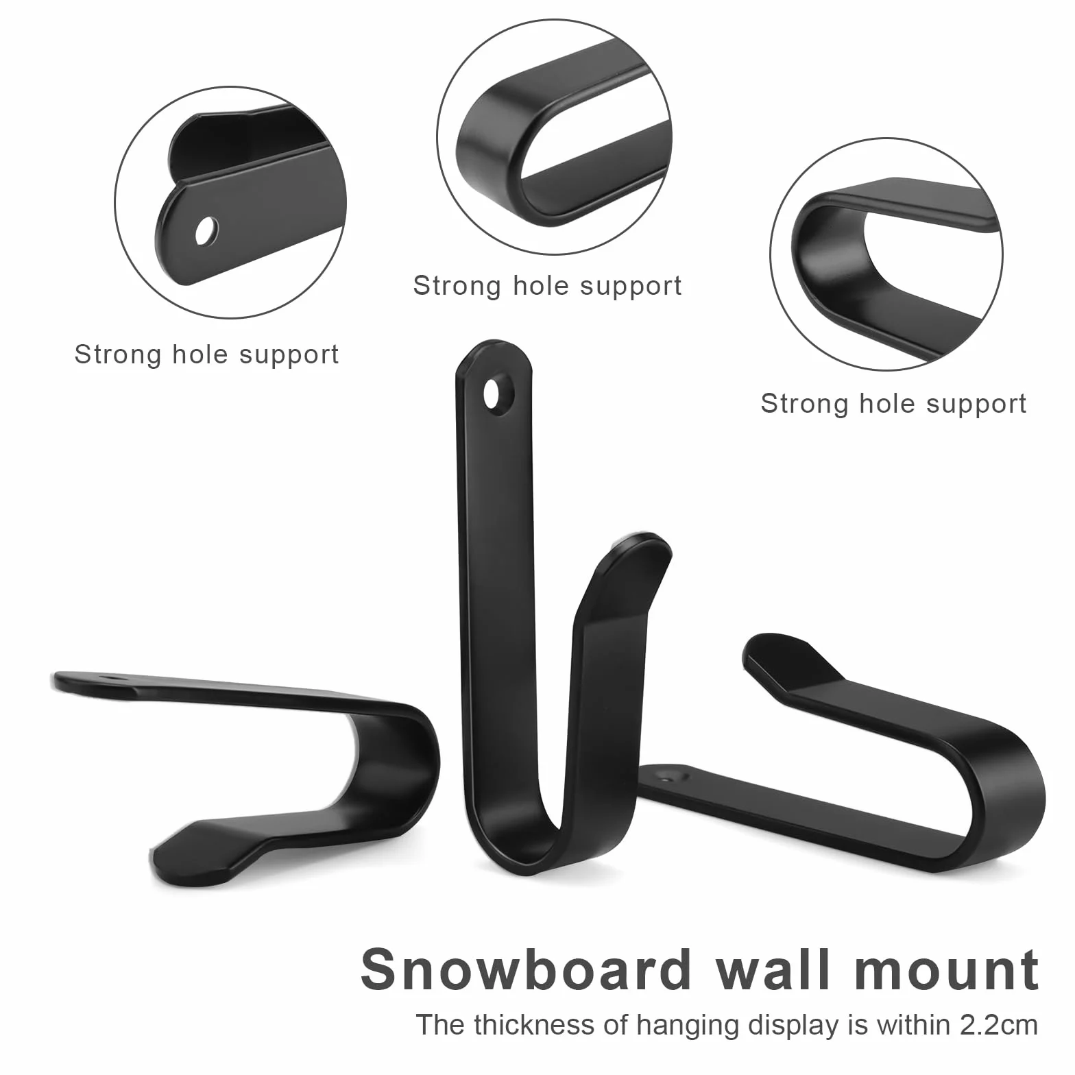 Soporte de Pared para Snowboard, Estante de Exhibición para Esquís, Tablas de Snowboard, Longboards y Patinetas, 4 Piezas