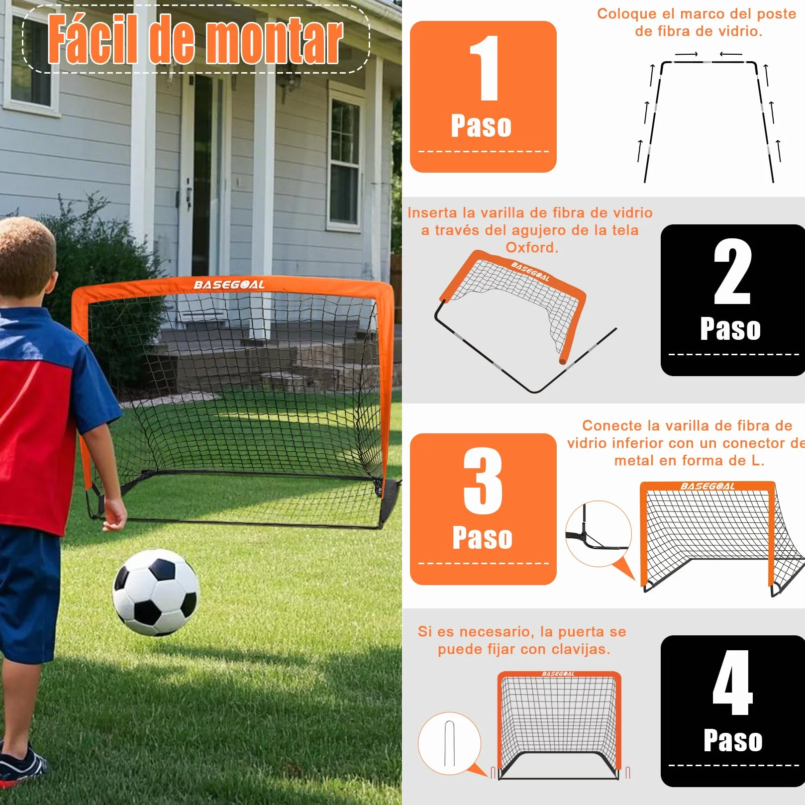 Portería de Fútbol Plegable 120x90cm para Niños con Bolsa de Transporte