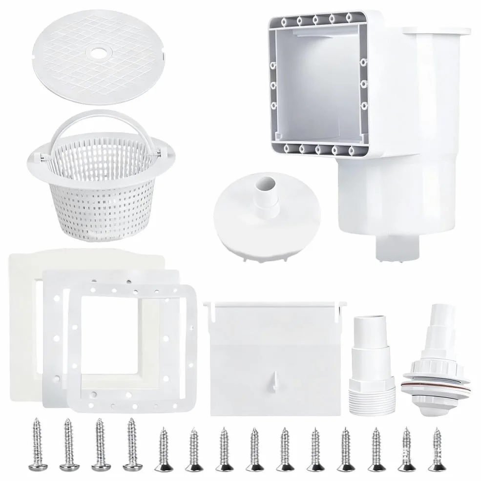 ZYNCUE Sp1091Lx - Kit de skimmer para piscina sobre el suelo, apertura de 6 pulgadas, color blanco, para juego de repuesto de plástico con placa frontal, instalación de cesta de vertedero compatible