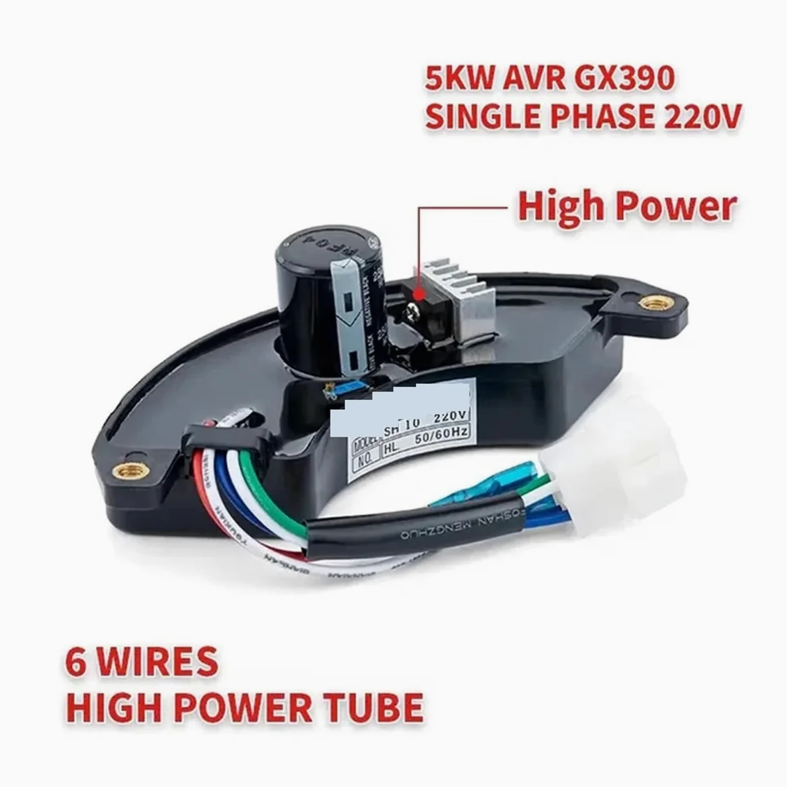 Generador de gasolina monofásico AVR de 3 kW, 5 kW y 7,5 kW, regulador de voltaje automático, estabilizador y control de piezas.