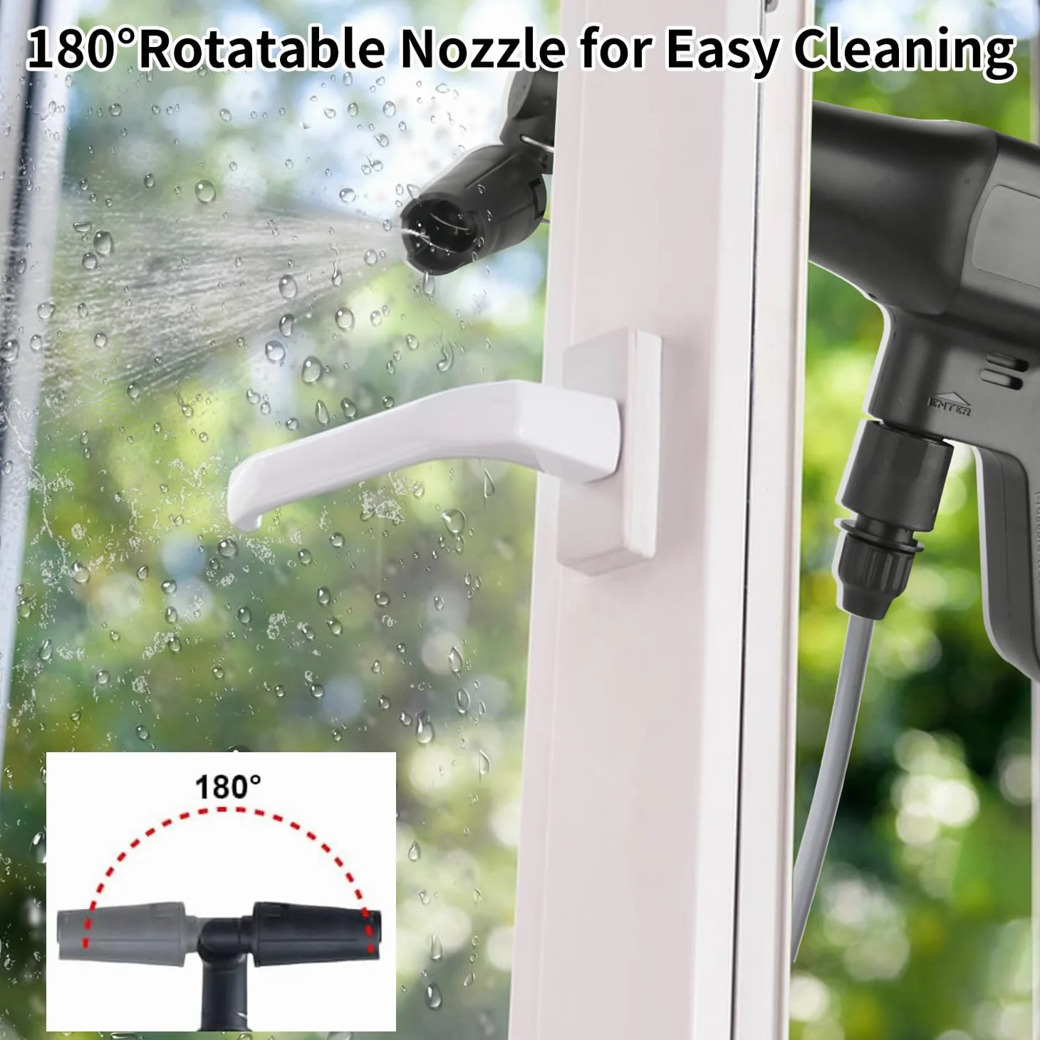 Limpiador de alta presión inalámbrico, 21 V Max 200 Bar Limpiador de alta presión con batería 6,0 Ah, Press & Clean Pistola de lavado con pantalla LCD de potencia y 3 velocidades (plata)