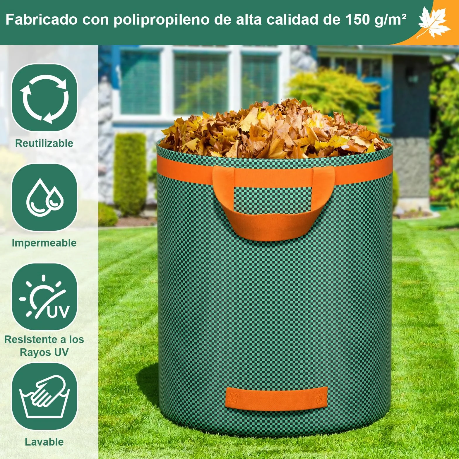 3x272L Jardineria de Sacos,Bolsas de Jardinería Bolsas de jardín reutilizables con Asas,Bolsa de Jardín Impermeables, Bolsas de Hojas Plegable