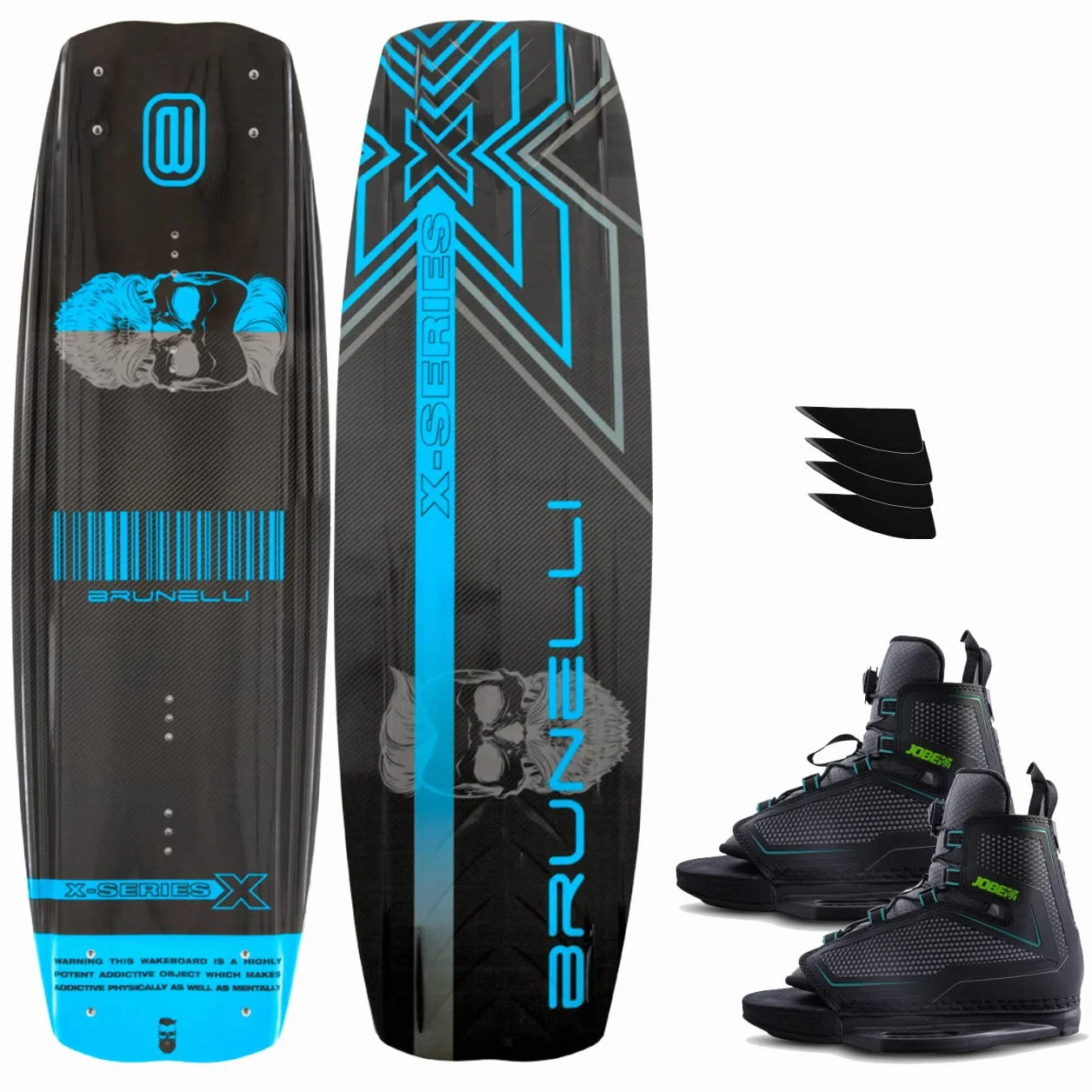 BRUNELLI Juego de wakeboard de carbono 138 cm con fijaciones Jobe Maze