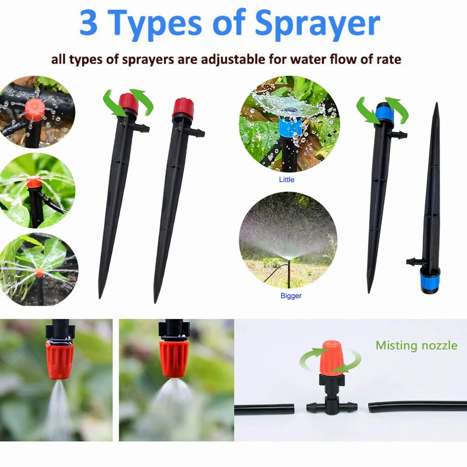 Riego Conjuntos Kit, 30M de Riego Sistema DIY por Goteo Automatico Kits de Riego Sistema con Riego Microaspersión y Mangueras de para Irrigación Riego Jardín Invernadero Césped