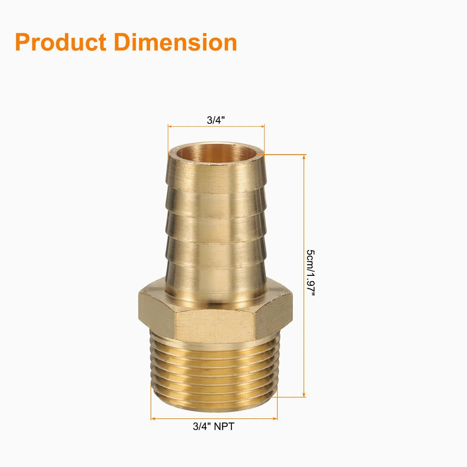 QUARKZMAN 8 Piezas De Accesorio De Latón con Púas 3/4" NPT Macho A 3/4" Manguera ID para Conexión Directa De Tubería De Elaboración Casera Conector De Torre Roscado Construcción Duradera