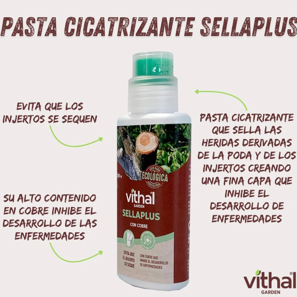 VITHAL Pasta Cicatrizante Sellaplus 290g - Protege y Cicatriza Árboles Frutales y Arbustos Tras Poda e Injertos, Protección Contra Heridas y Daños Climáticos