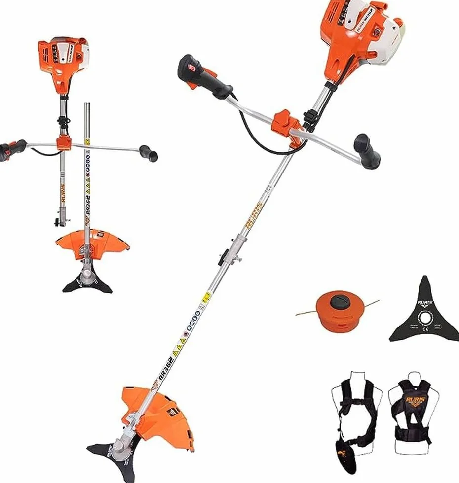 RURIS POWER FOR NATURE Desbrozadora térmica RR362 2 Tiempos 36,3 cm3, 2,4 CV, 255 mm – Arnés de Doble Balance, Asas ergonómicas de Dos segmentos