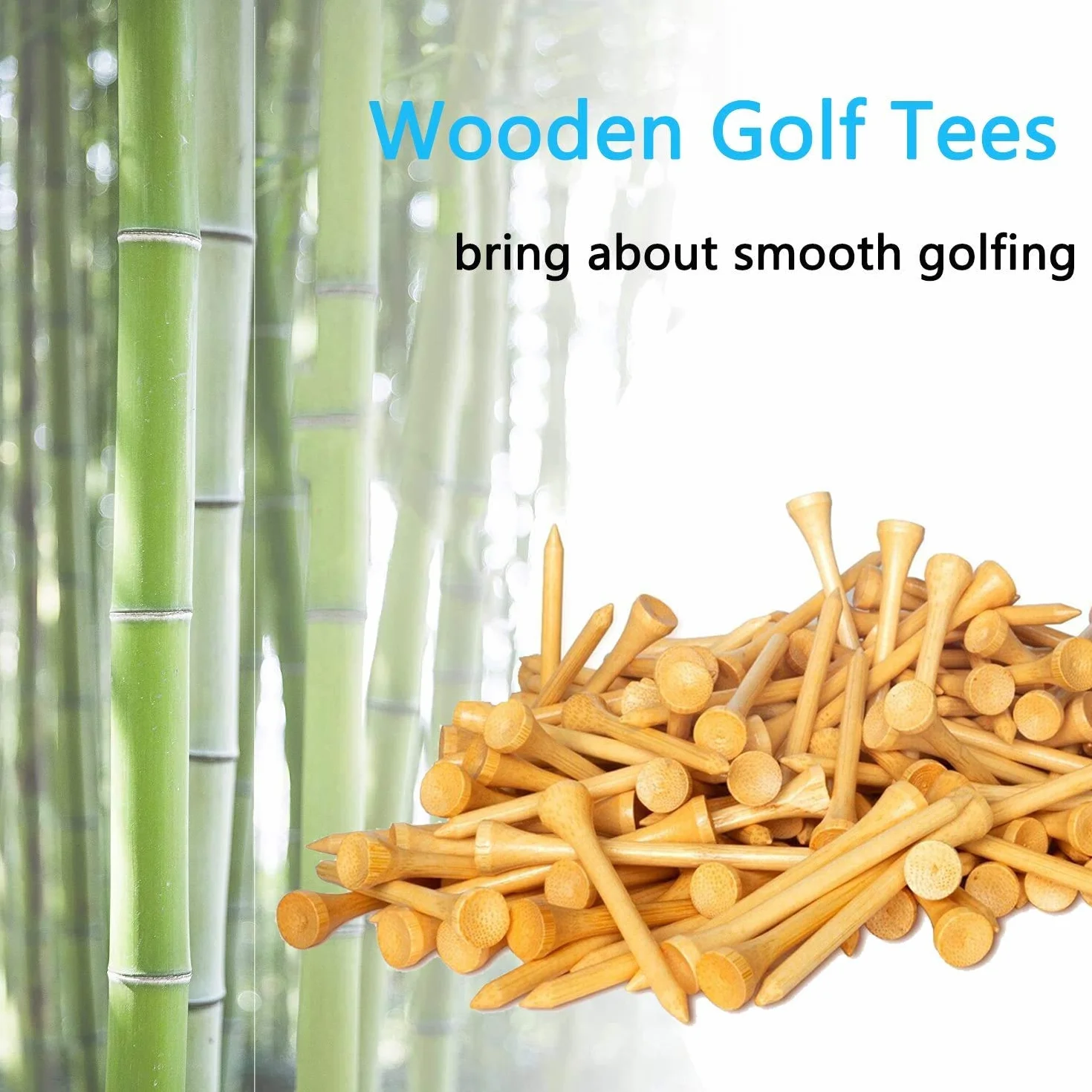 Bamboo Golf Tees 100 Count 38mm 70mm 83mm Wooden Golf Tees