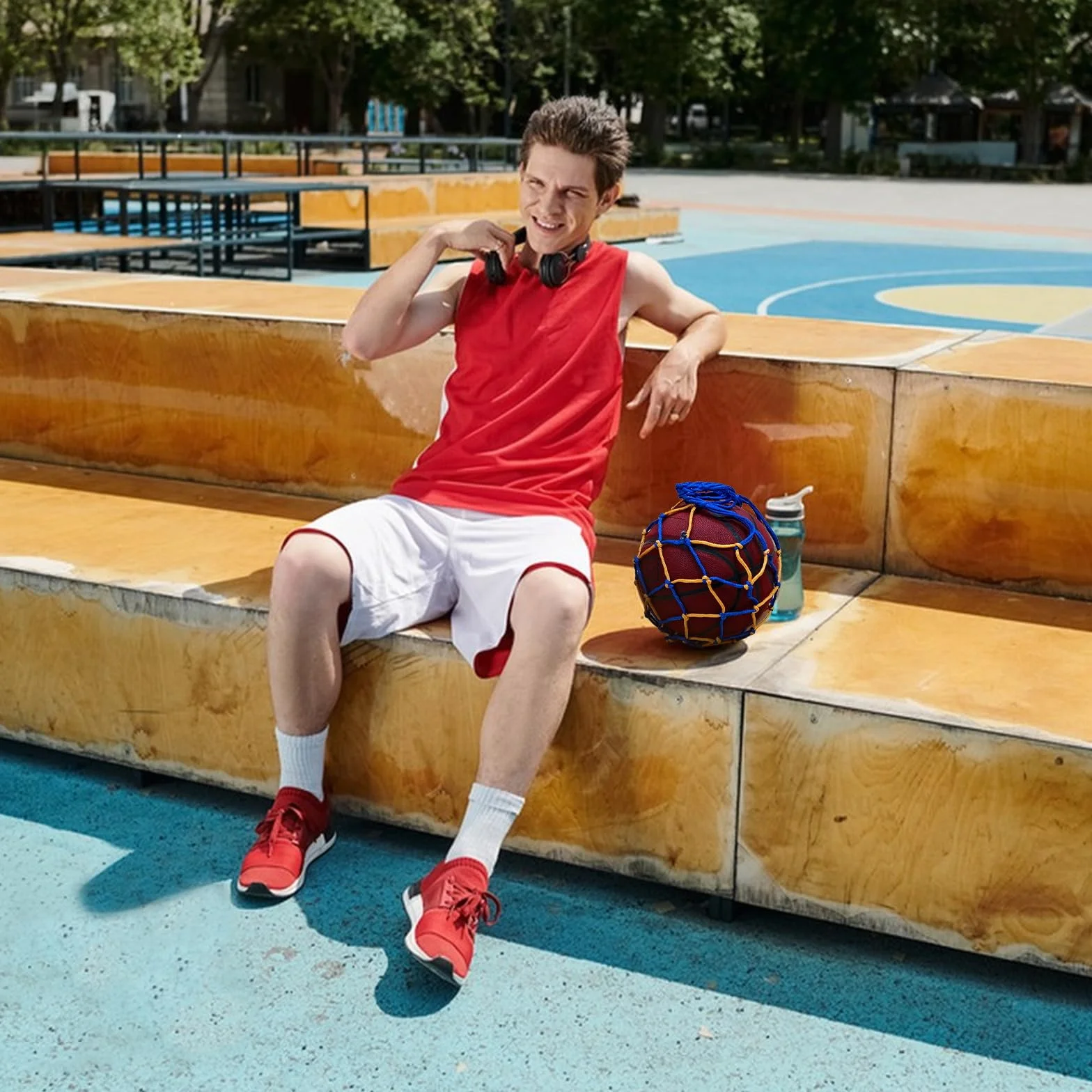 Bellanova 3 Piezas Redes de Pelota Bolsa para Balón Malla Grande con 2 Agujas Inflables