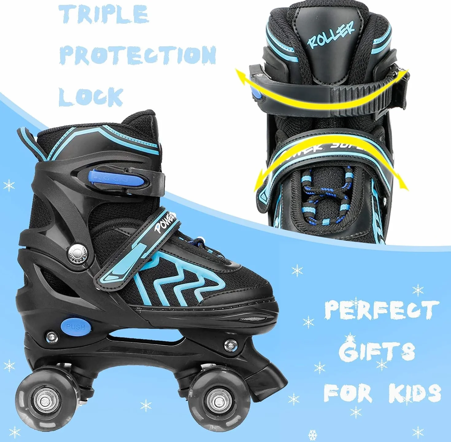 Patines Roller Quad Ajustables con Ruedas Luminosas para Niños Principiantes
