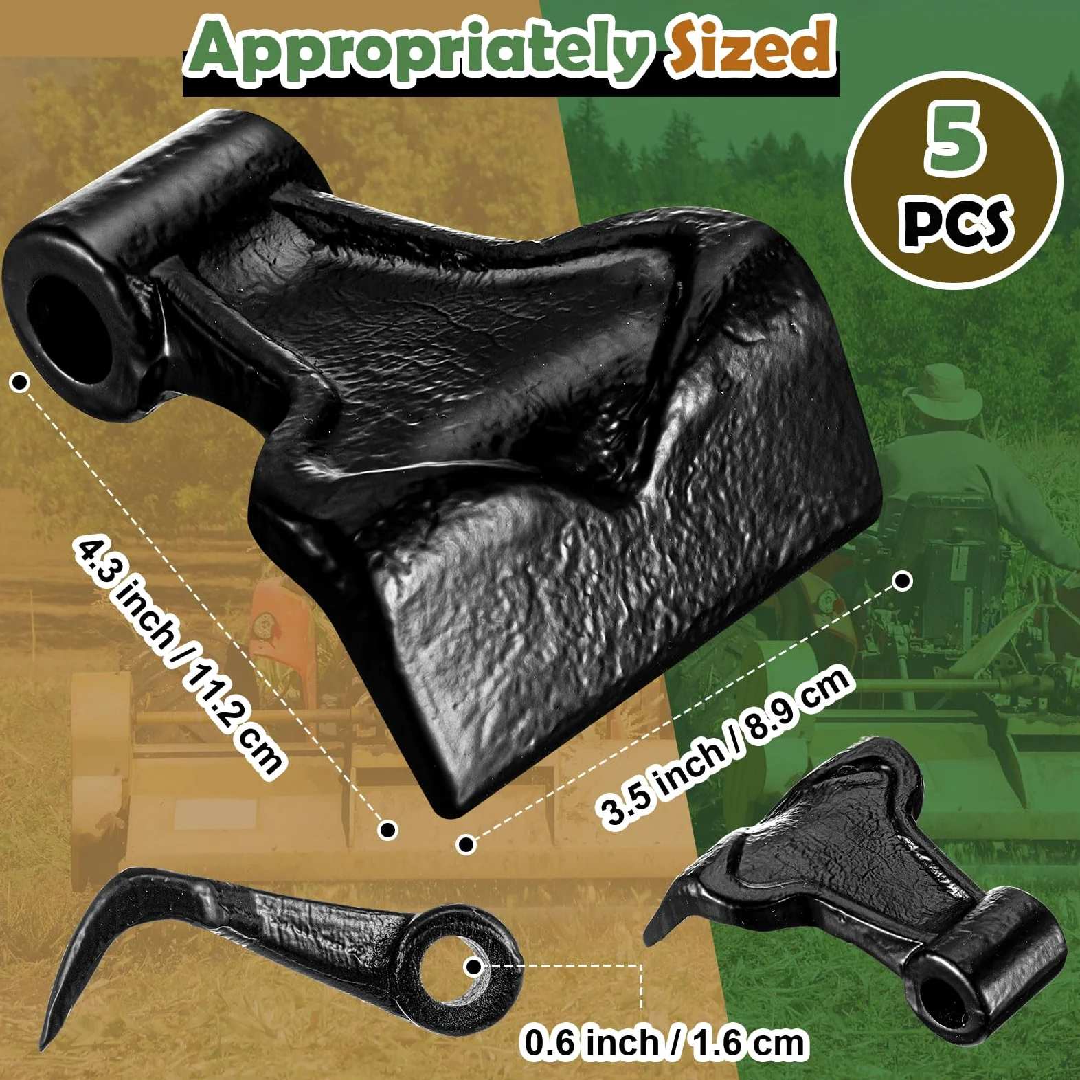 Threlaco 5 cuchillas de repuesto de acero de 3.5 pulgadas de ancho para cortacésped de tractor