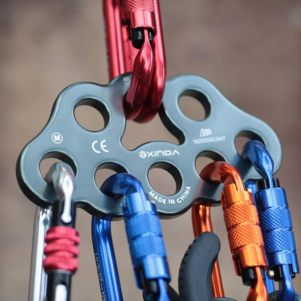 Paw Descender Plate Multi Anchor Point Connector Gear Placa de Aparejo 8 Agujeros para Espeleología Escalada Rescate