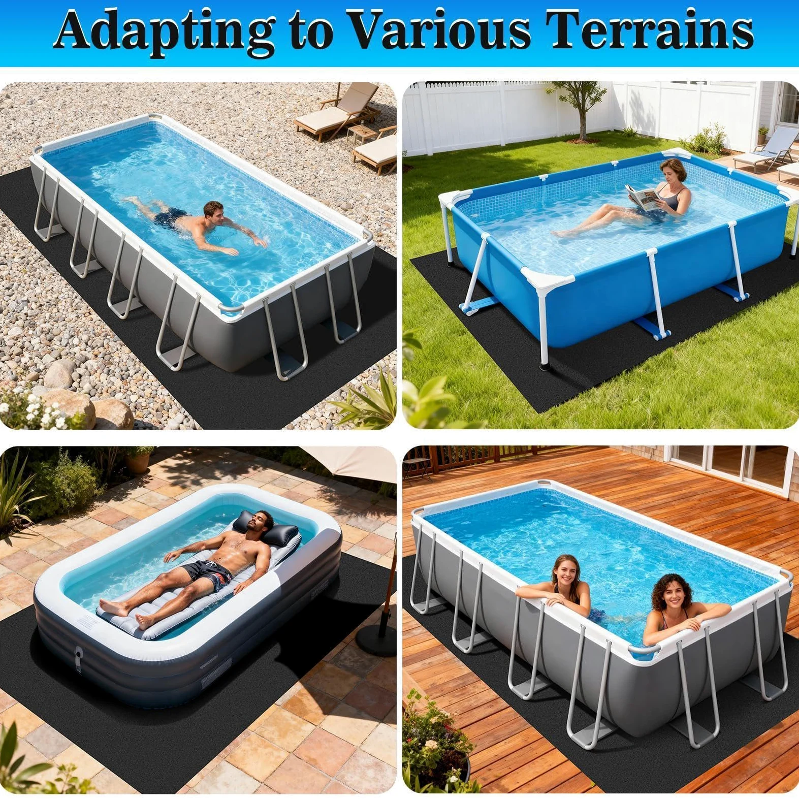 Esterilla protectora de suelo para piscina 400 x 400 cm gruesa cuadrada resistente