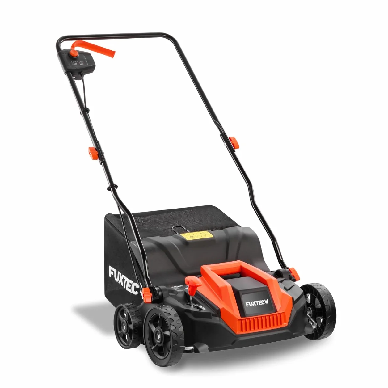 FUXTEC Escarificador Eléctrico FX-EV320ECO, aireador de césped con 1300 W de Potencia, Ancho de Trabajo de 32 cm y ajustes de Profundidad de -12 a +10 mm, Saco recogedor de 40 L