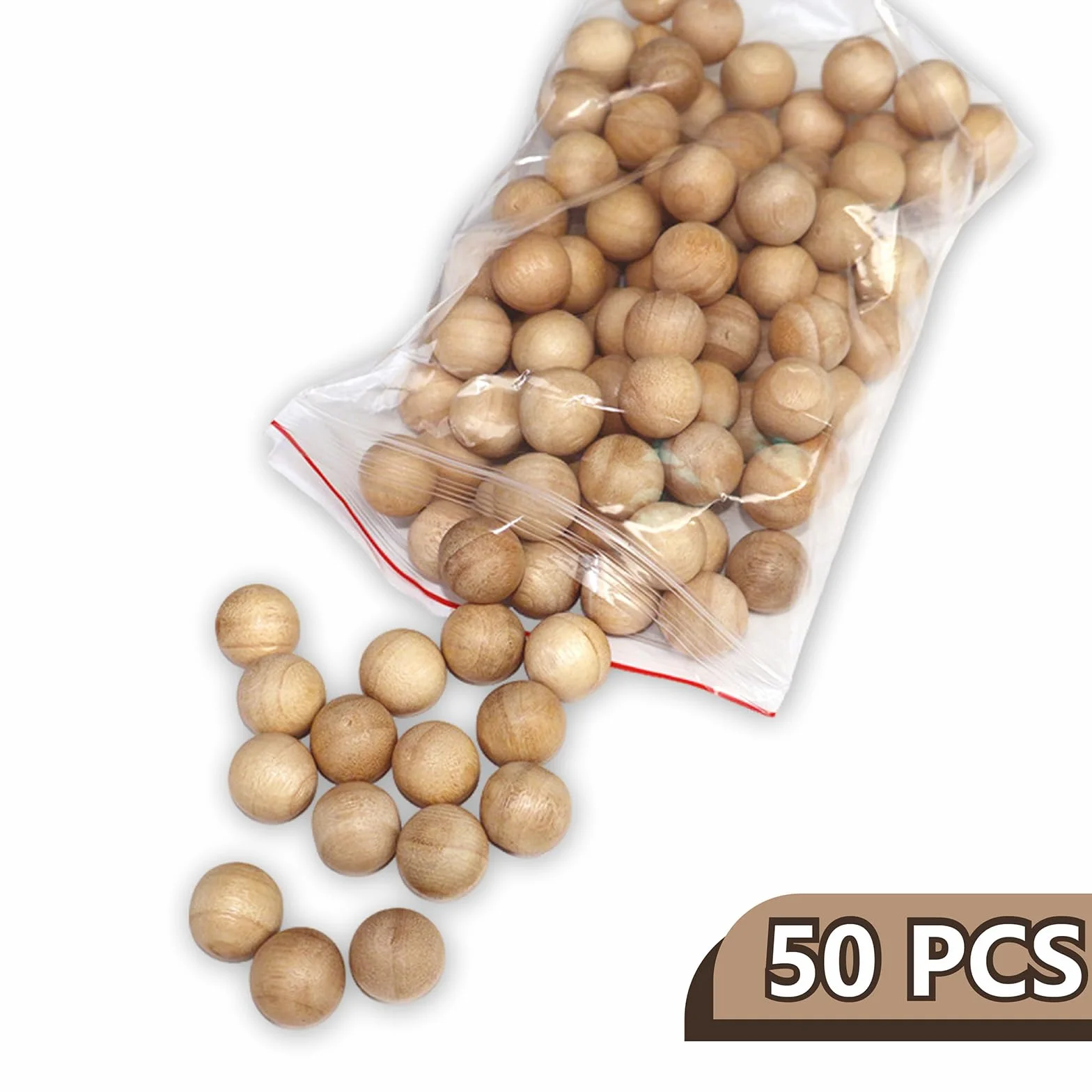50 Bolas de Cedro Antipolillas, Antipolillas Naturales para Armario