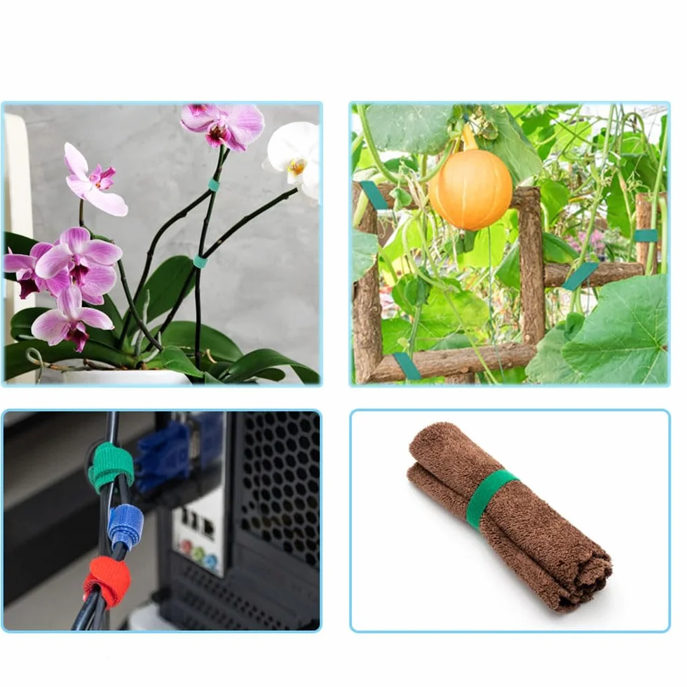 1 Rollo de Cinta para Amarrar Plantas - Agarres Fuertes Reutilizables y Ajustables - Ayuda para Escalar Plantas Resistentes a la Intemperie - 10 mm x 10 m (Verde)