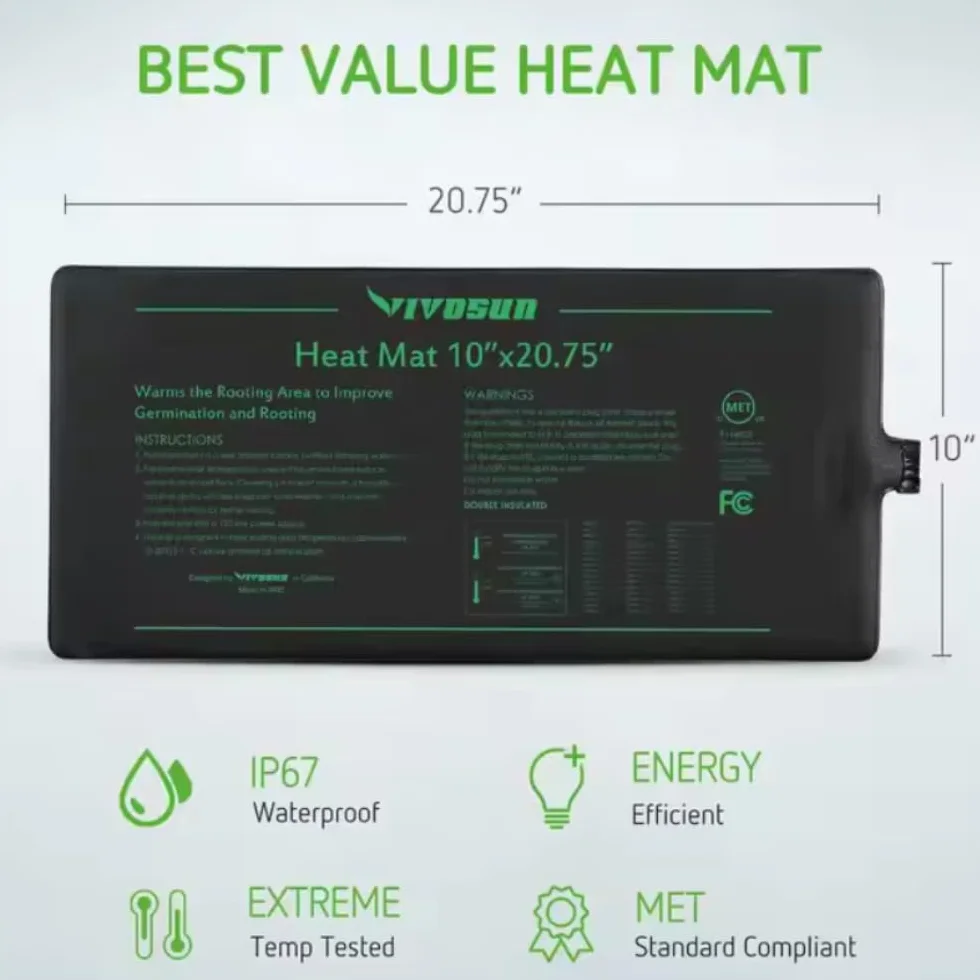 Manta Térmica para Invernaderos y Germinación de Semillas - Calefacción Constante, IP67 Resistente al Agua, S/M/L/XL/XXL, Opciones con Controlador de Temperatura