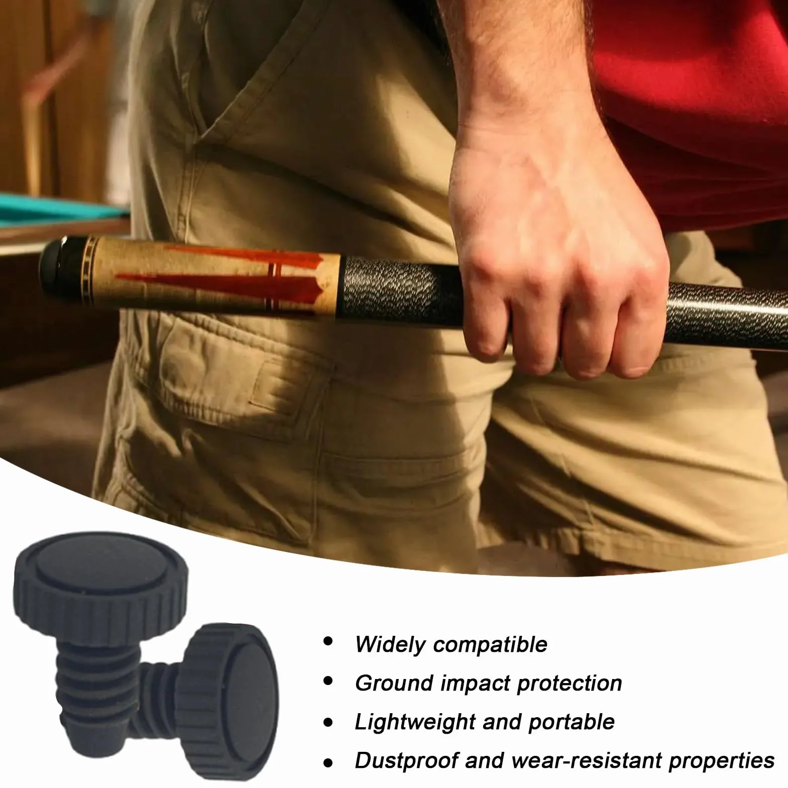 Pool Cue Bottom Cover 10 piezas Billiards Bumper Protector 0,68 pulgadas Dust Proof Replacement Cap Sleeve Lightweight Materials