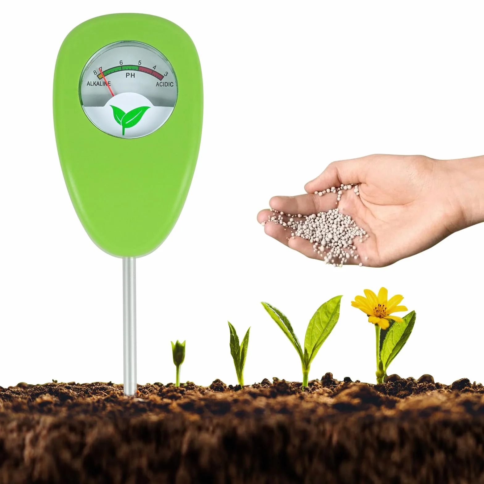 Medidor de pH del Suelo, Detector de pH de Precisión para Plantas, Medidor Portátil de pH del Suelo para el Cuidado de Jardines, Agricultura y Plantas de Interior y Exterior (No Requiere Pilas)