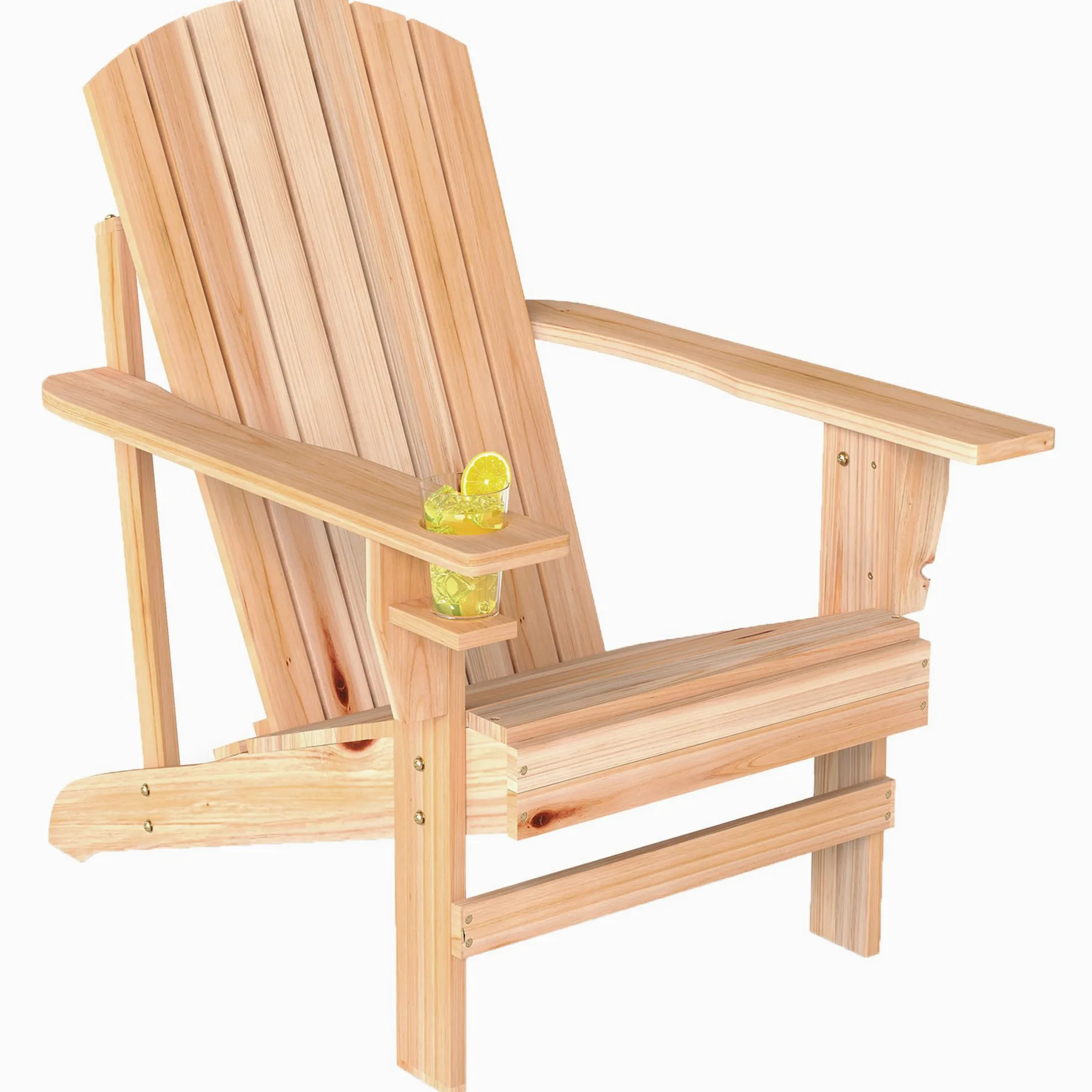 Outsunny Silla Adirondack de Madera Silla de Jardín con Reposabrazos y Respaldo Alto para Terraza Balcón Exterior 72x95x93 cm Natural