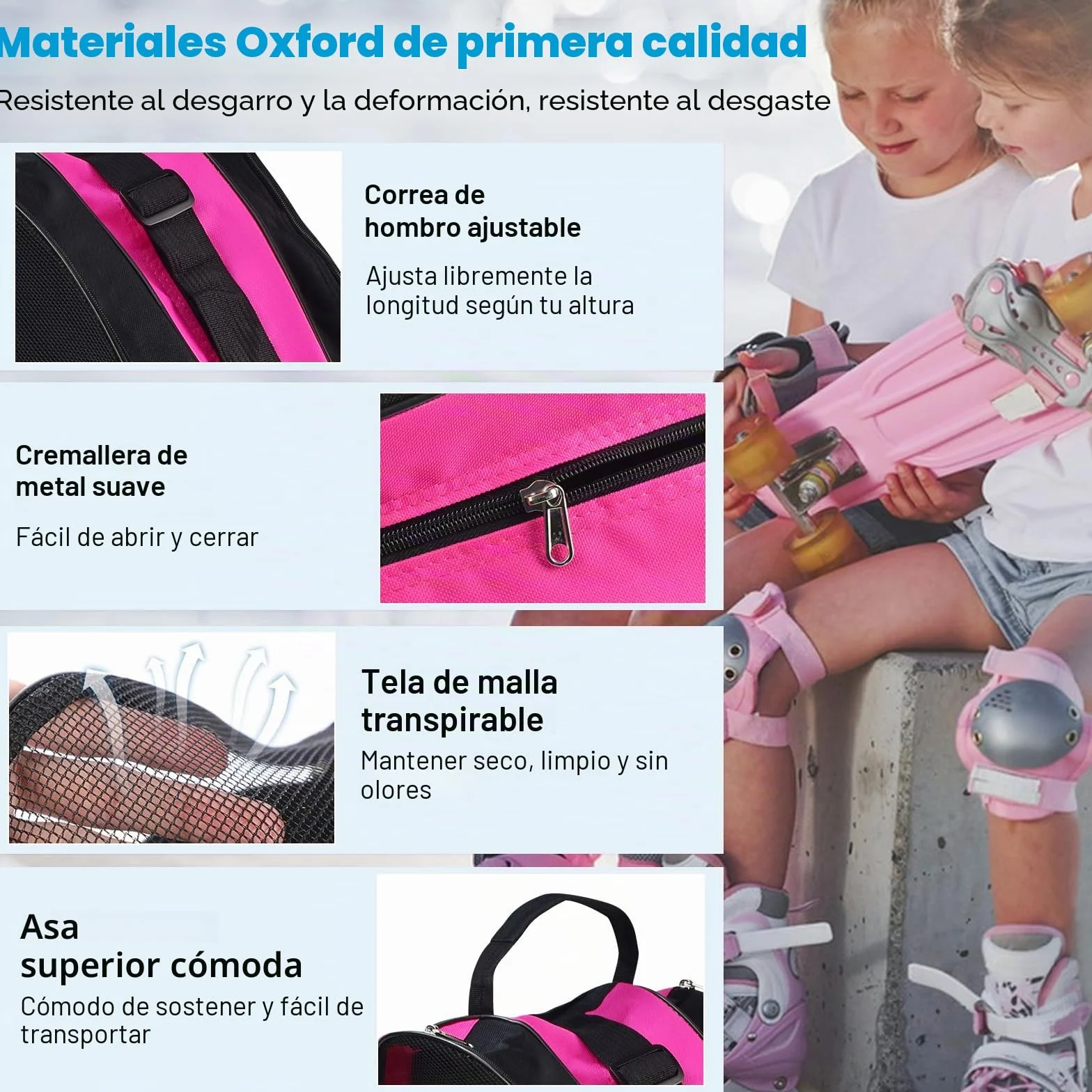Bolsa para Patines con 3 Compartimentos, Mochila Transporte para Patines en Línea y de 4 Ruedas