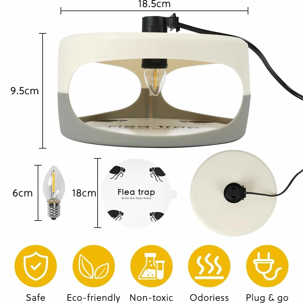 Flintronic 2PCS Trampa para Pulgas, Paquete de 12 Discos Adhesivos, Nuevo, Mata Chinches, Libre de Químicos, Repelente de Plagas Trampa para Pulgas, Uso en Interiores