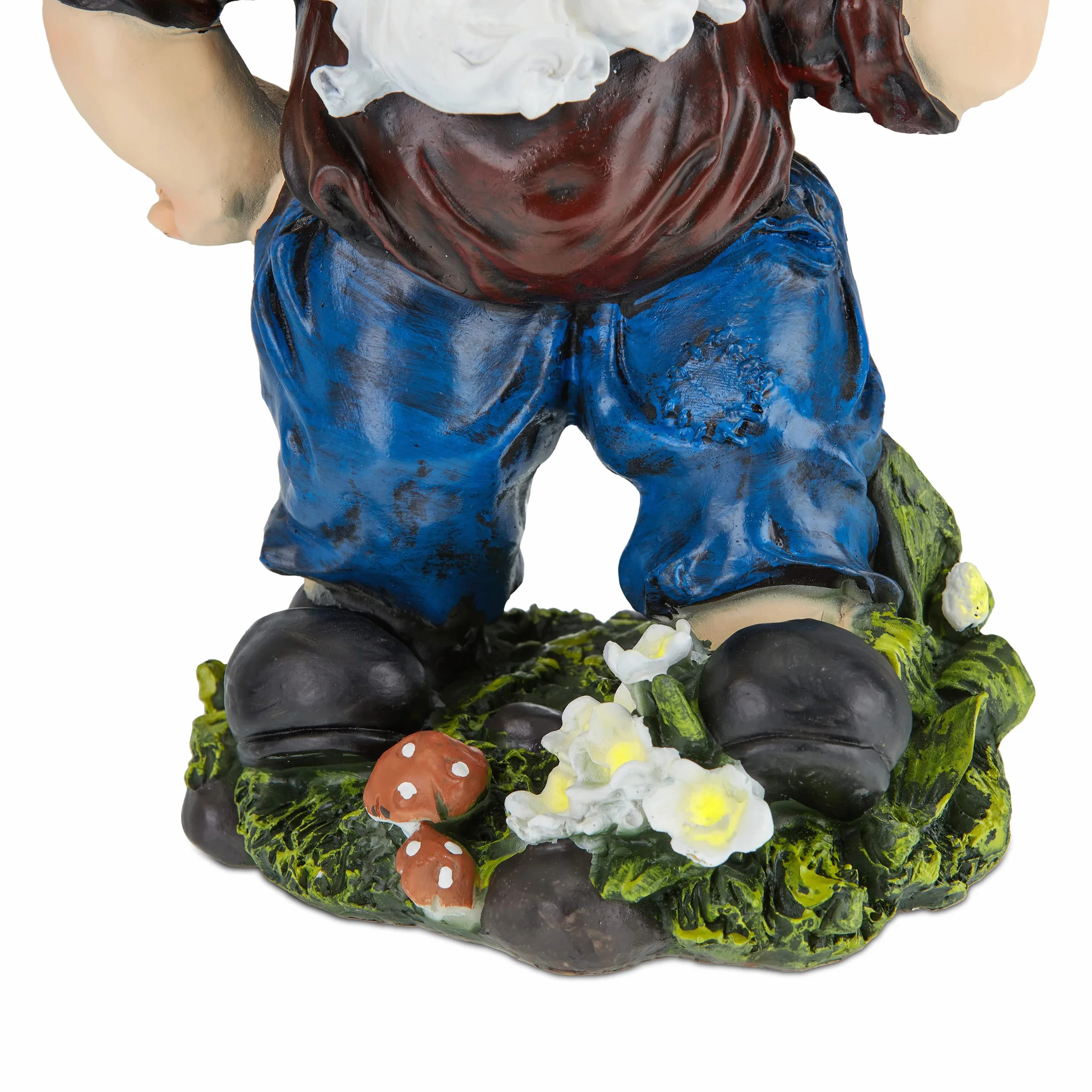 Relaxdays Gnomo de Jardín con Azada, Resistente Intemperie y Heladas, 32x19x14cm, Figura Enano, Piedra Falsa, Multicolor, Polirresina