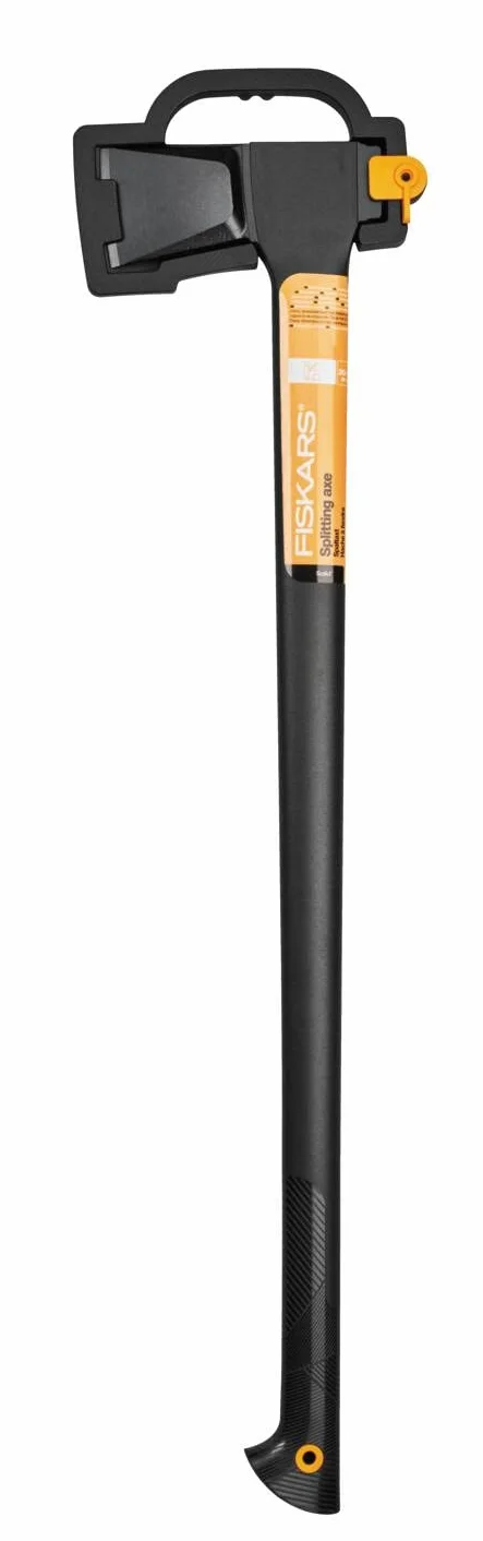 Fiskars Hacha de rajar XL, Solid, Con funda para transporte, Recubrimiento antiadherente, Hoja de acero/Mango de plástico reforzado, Negro/Naranja, A26, Longitud: 92 cm, 2,6 kg, 1052043