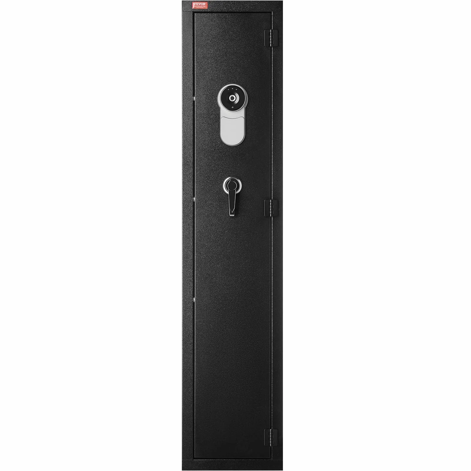 VEVOR Caja Fuerte de Rifles, Armario para Armas Largas de Acero Laminado en Frío, Teclado Digital y Llave, con Cargador y LED, Soportes Ajustables, 300 x 280 x 1396 mm